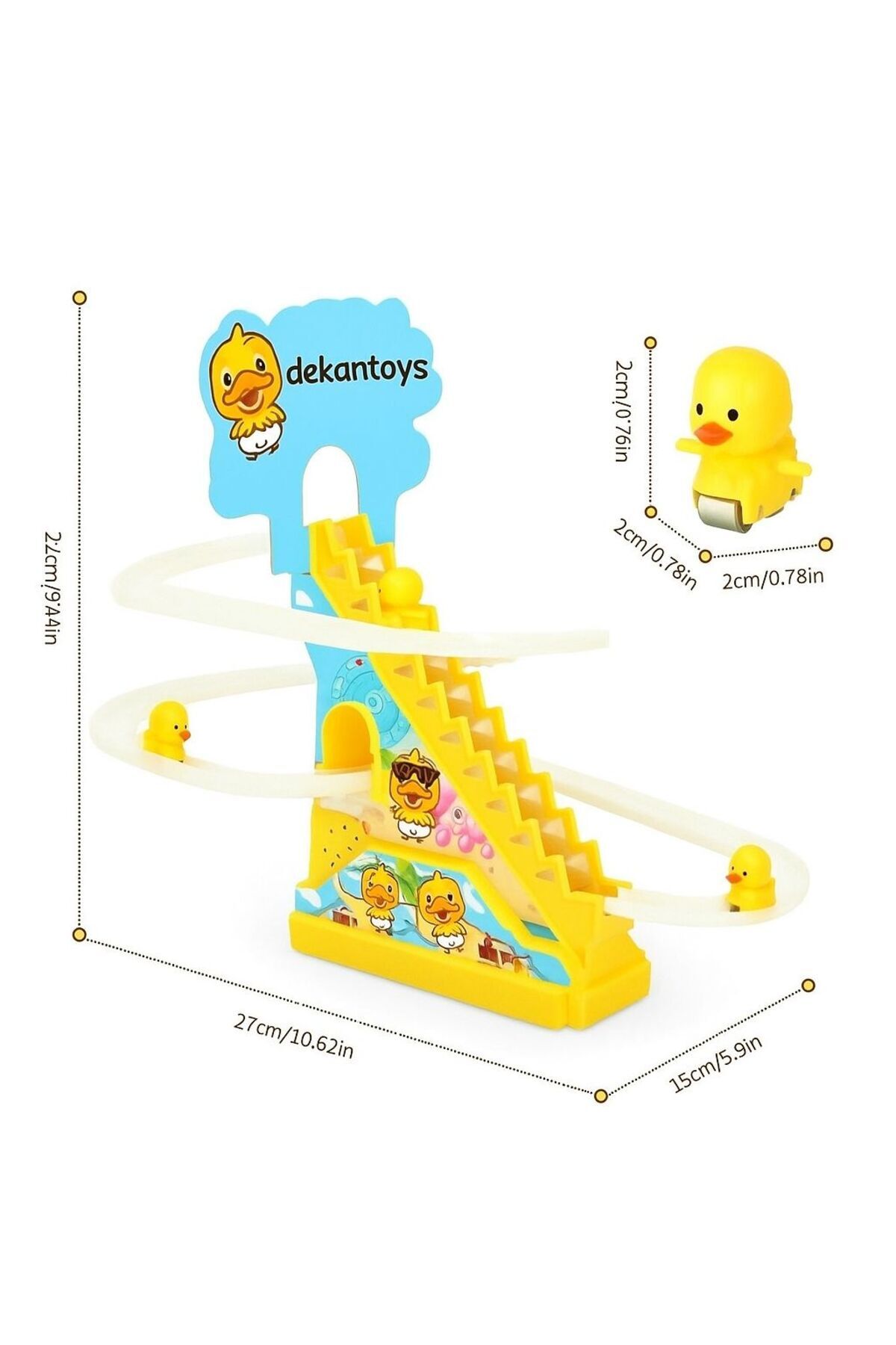 dekan toys Dön Dolaş Ördek Oyunu Merdivenden Çıkıp Kaydıraktan Kayan Yavru Ördek Işıklı Müzikli fotoğrafı 7 (önizleme)