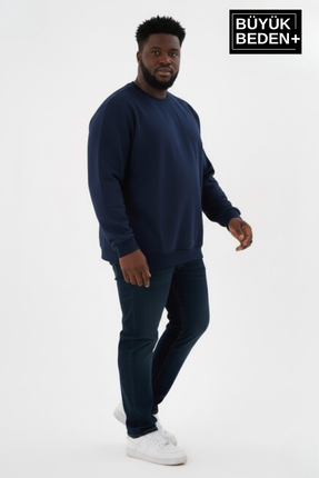 Superlife Erkek Büyük Beden Bisiklet Yaka Kollar ve Etek Ribanalı İnce Sweats...