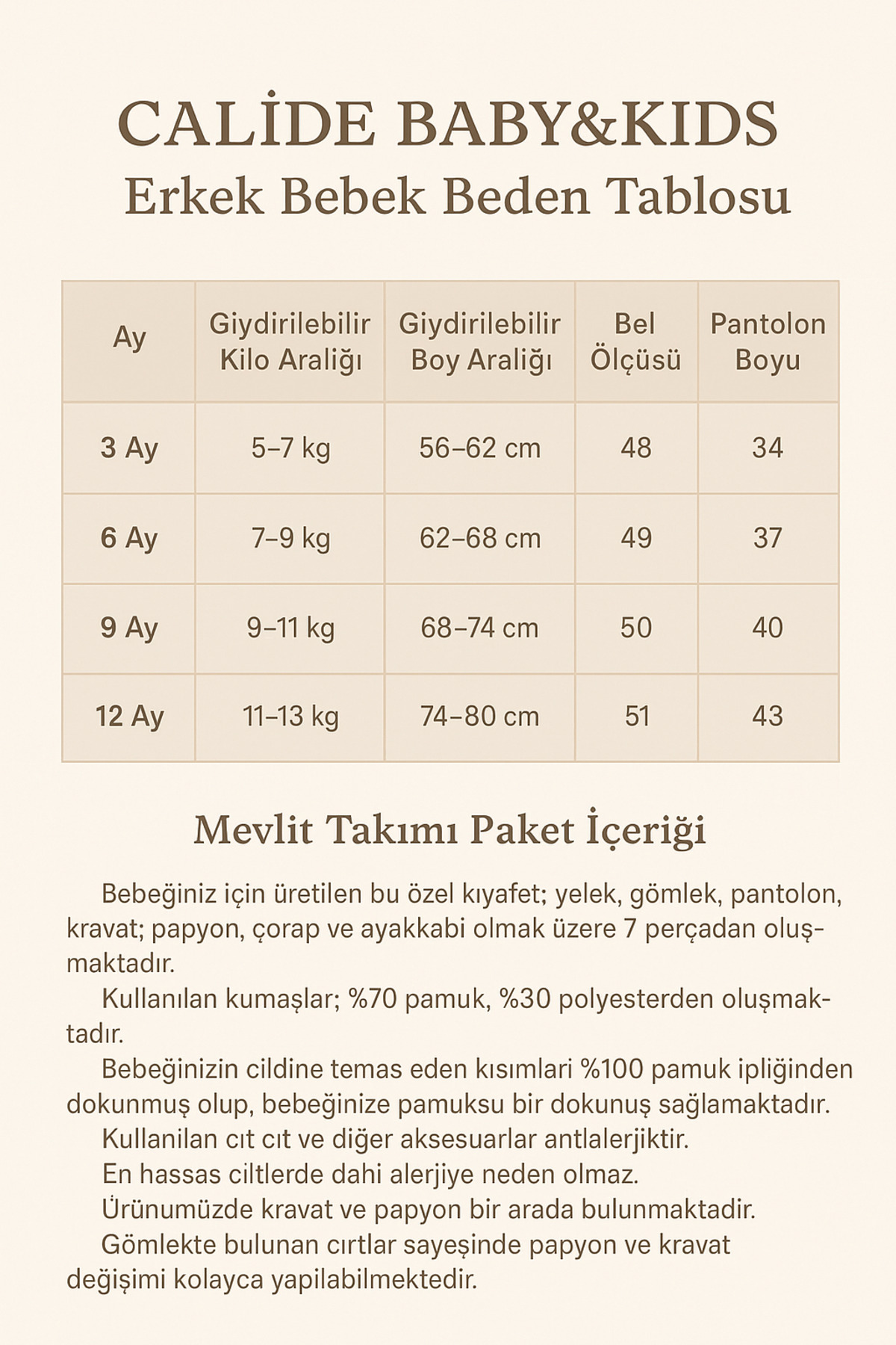 Calide Baby&Kids Erkek Bebek Mevlüt Takımı - Papyon & Kravatlı - Özel Gün Kıyafeti - 7'li Set fotoğrafı 3 (önizleme)