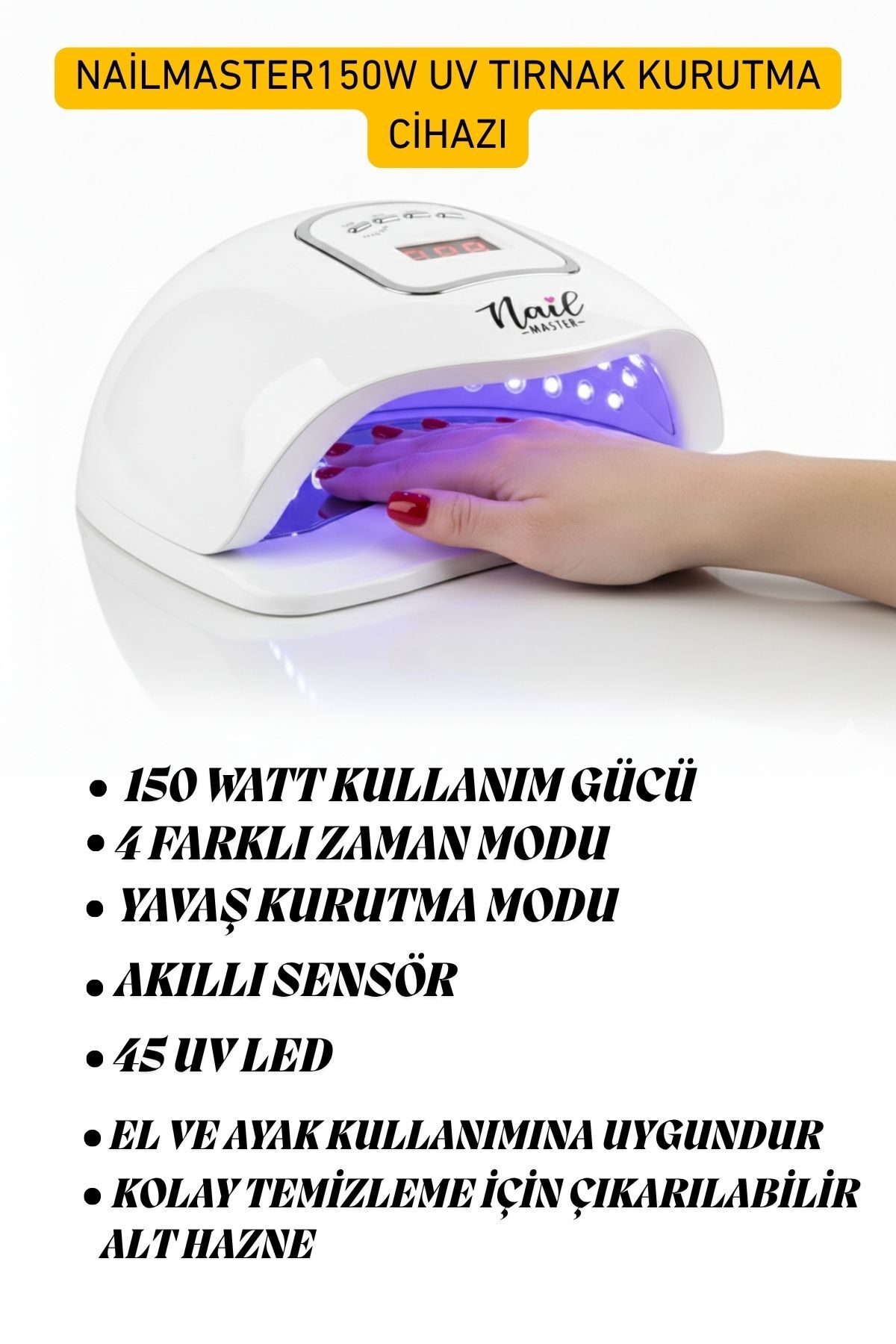 Nail Master Uv X5 Max 45 Led 150w Kalıcı Oje Ve Protez Tırnak Jel