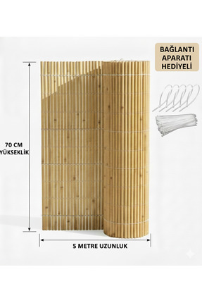 Bygolden Doğal Kamış Hasır Balkon Çiti 70 Cm X 5 Metre