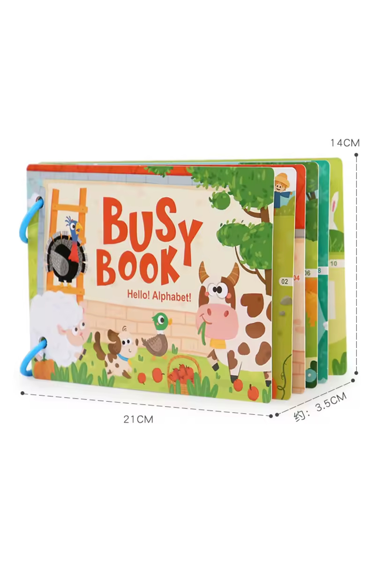 کتاب سرگرمی حیوانات مزرعه برای کودکان، برچسب‌های حیوانات، وسایل نقلیه و دایناسورها، بازی‌های جورکردن اعداد و حروف