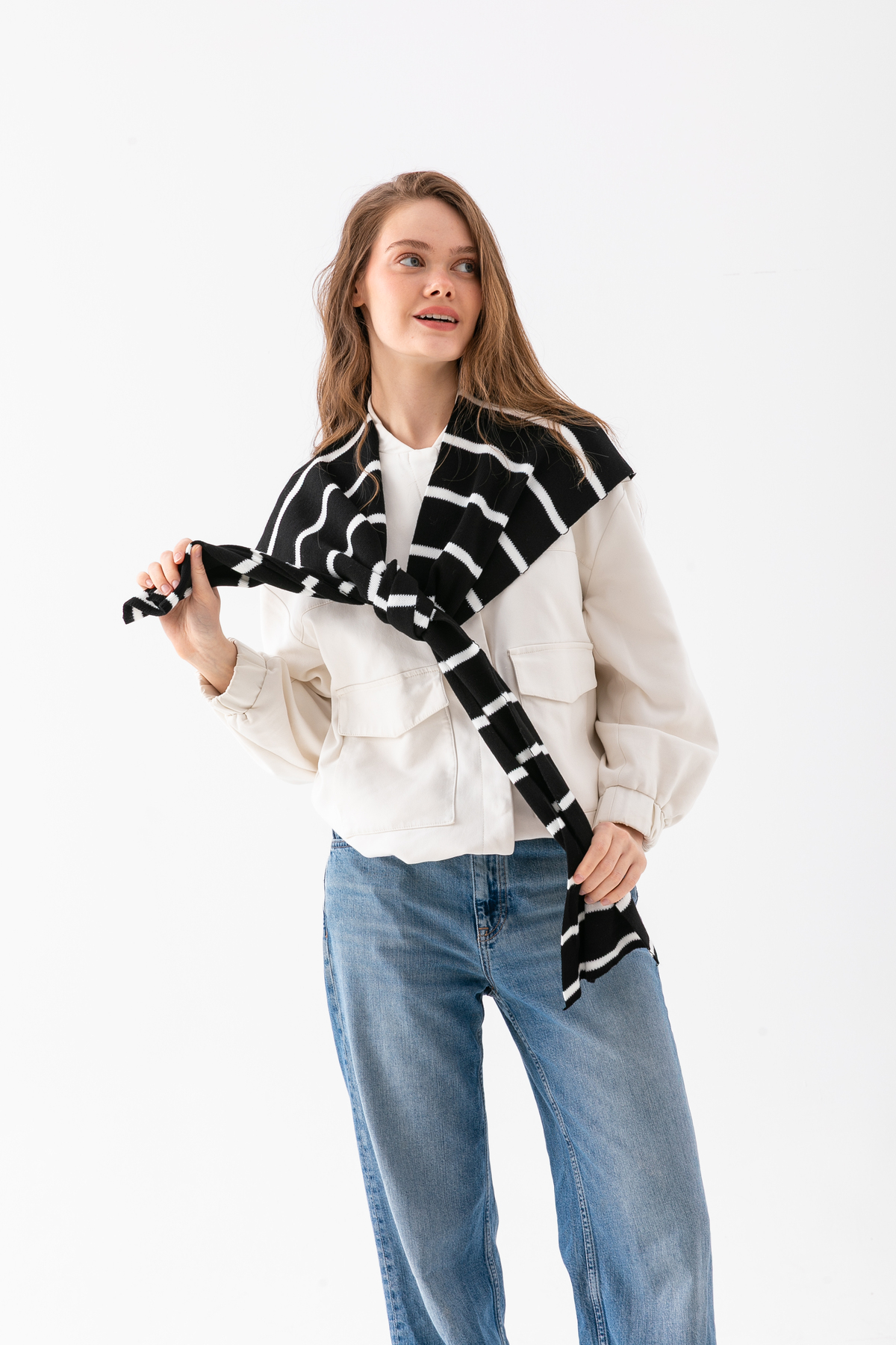 Wega Moda Kare Parçalı Patchwork Atkı - Spor Triko Örme Omuz Atkısı | Unisex Boho Şal - Atkı görsel 6
