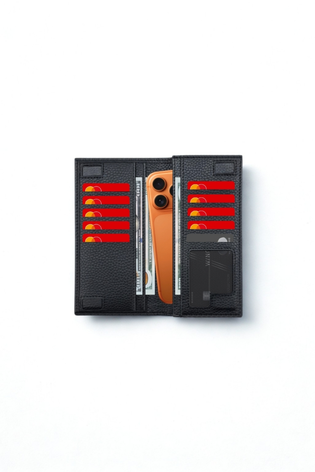 VANİLLA COLLECTİON  Telefon Bölmeli Unisex Siyah Cüzdan Mıknatıslı Ve El Bantlı Büyük Paraportföy El Çantası - Görsel 7