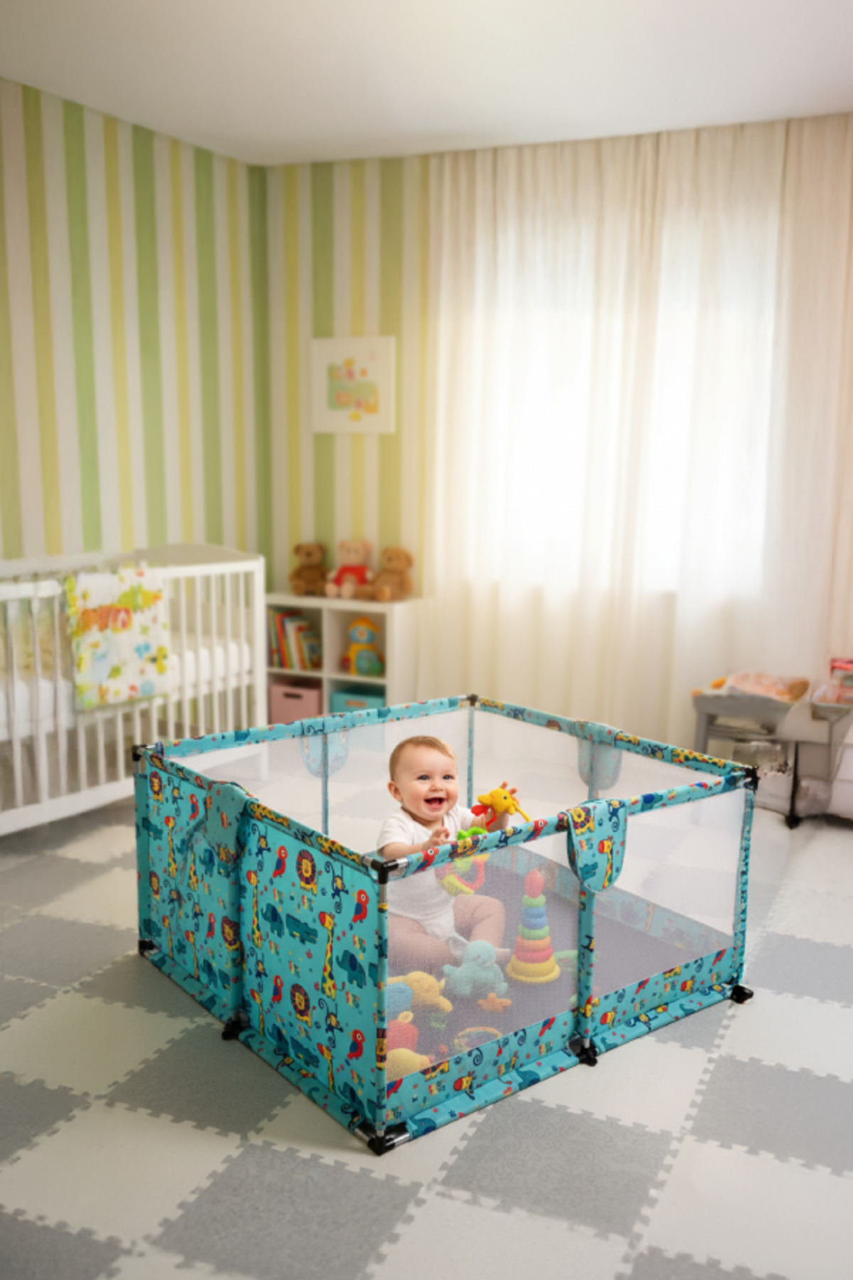 Sozzy Toys Erkek Bebek ve Çocuk Oyun Alanı – Kaymaz Yumuşak Oyun Matı – Güvenli Oyun Zemini fotoğrafı 2 (önizleme)