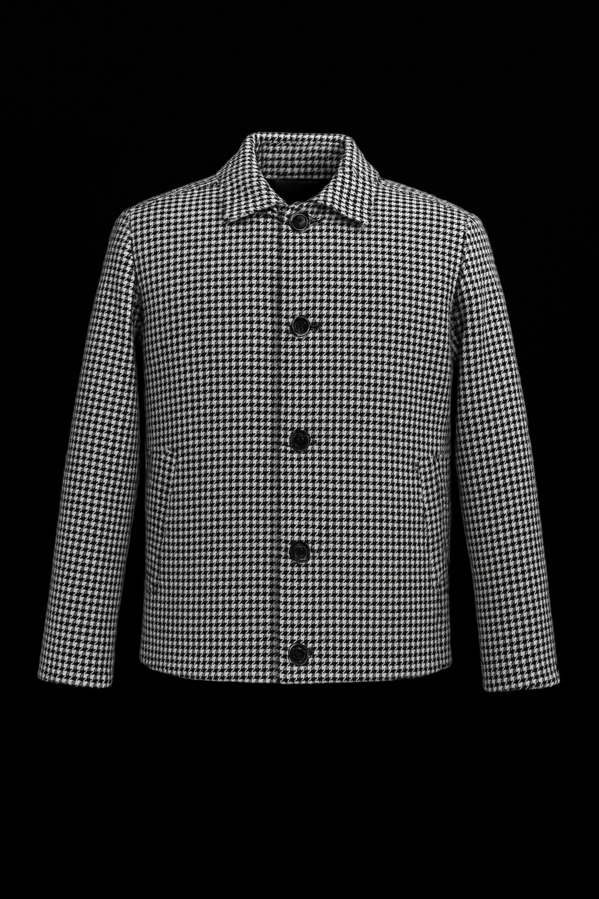 Erkek Bebe Yaka Modern Fit Desenli Kısa Kaşe Kaban — سفید 0202