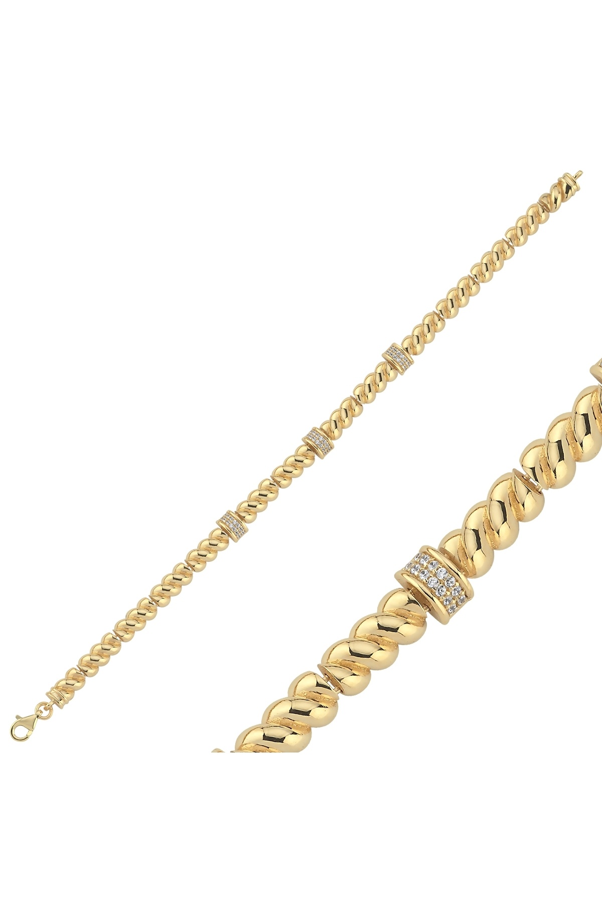 Aypa Mücevher 14 Ayar Taşlı Halat Formlu Bileklik