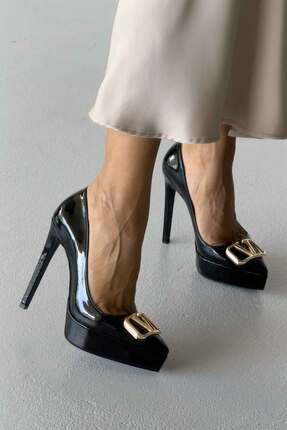 AYAKKABI PRENSİ Gunhild Toka Detaylı SİYAH RUGAN