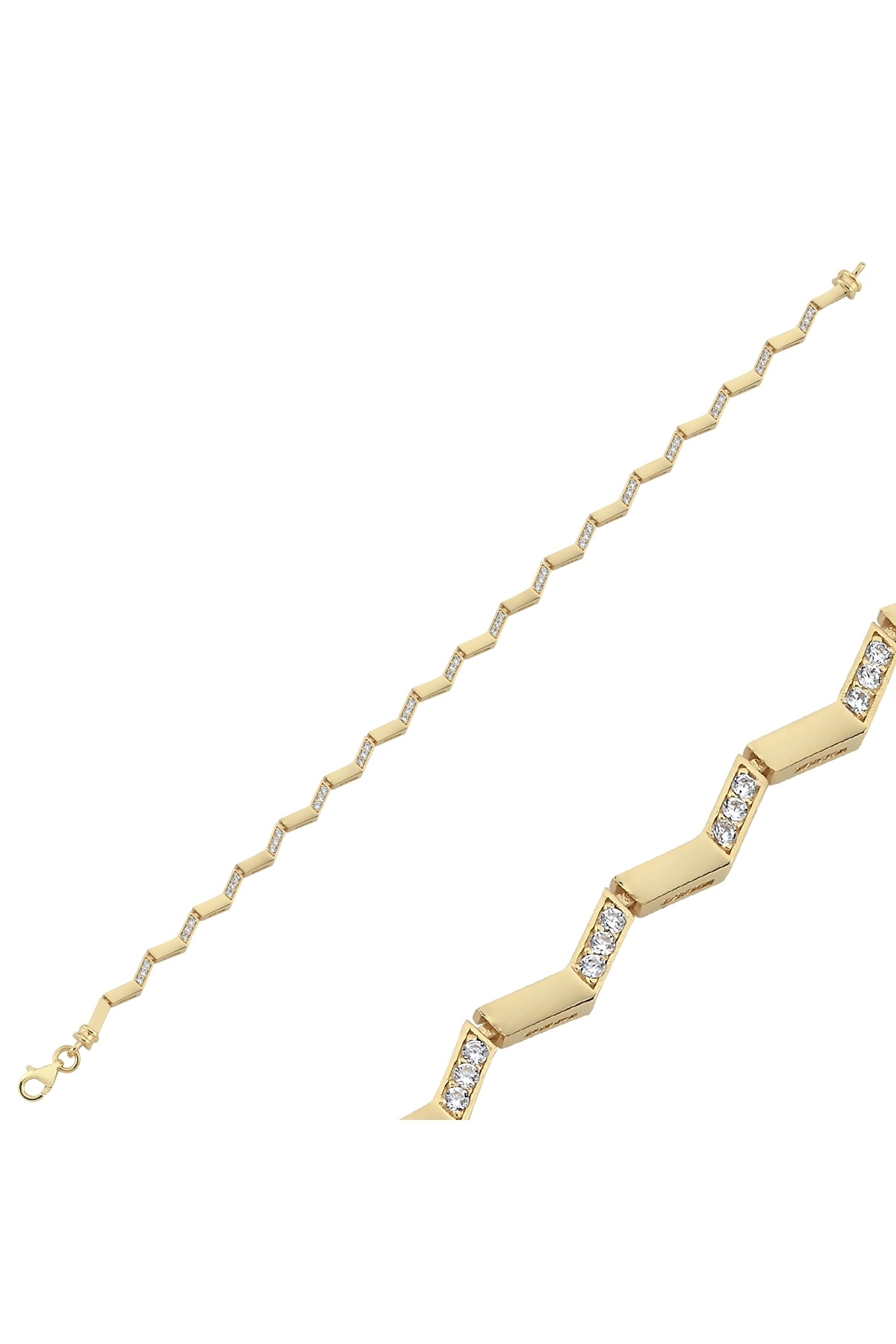 Aypa Mücevher 14 Ayar Taşlı Zikzak Bileklik