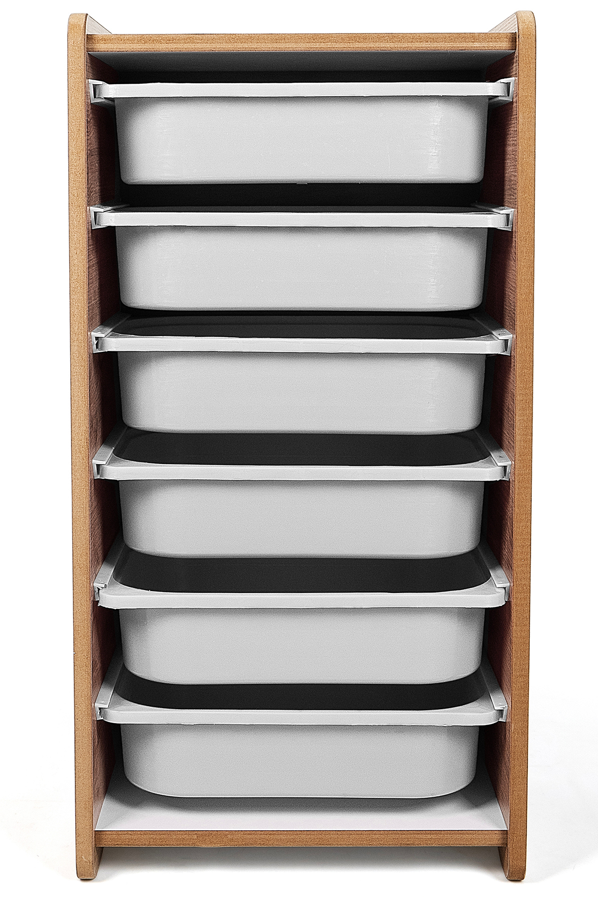 Genel Markalar Montessori Tarzı Ceviz MDF 6 Beyaz Çekmeceli Oyuncak ve Kitap Dolabı fotoğrafı 3 (önizleme)