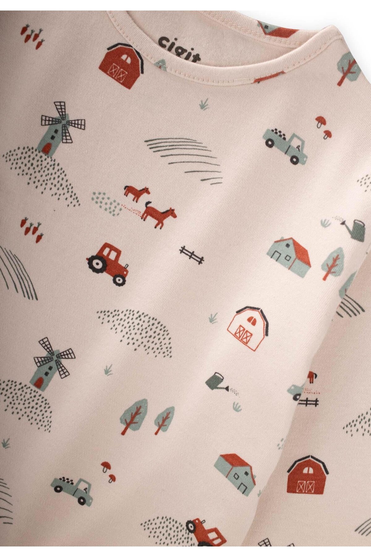 Cigit Desenli Mevsimlik Pijama Takım 1-7 Yaş Çiftlik Desen fotoğrafı 3 (önizleme)