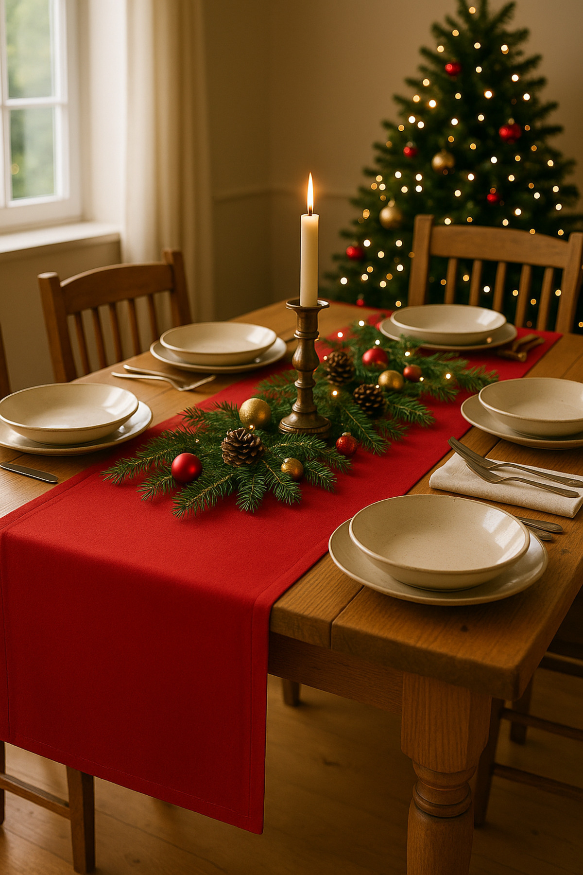 Belomia Home Collection Yılbaşı Kırmızı Düz Sade Runner | 40x140 Leke Tutmaz Runner