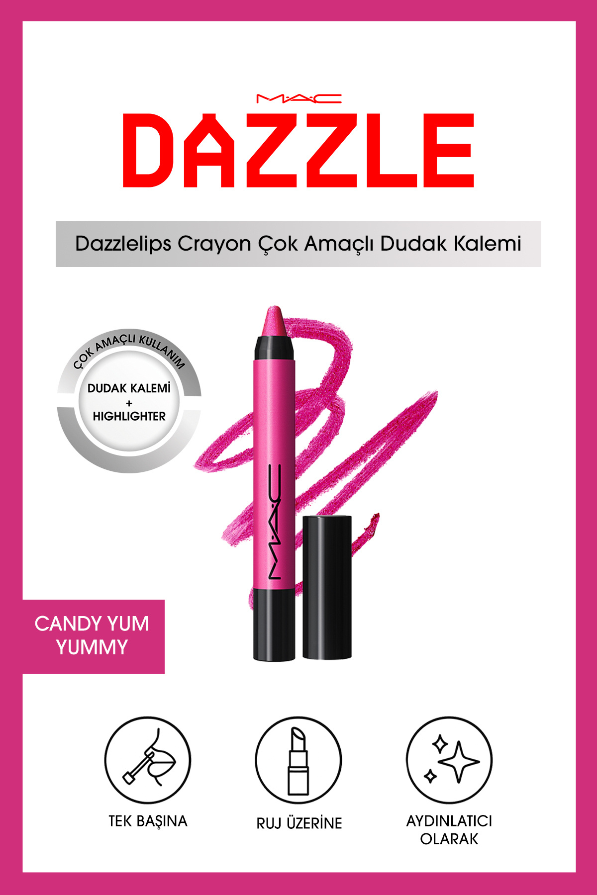 M.A.C Dazzlelip Crayon Işıltılı Dudak Kalemi - Chandelier — صورتی 140340