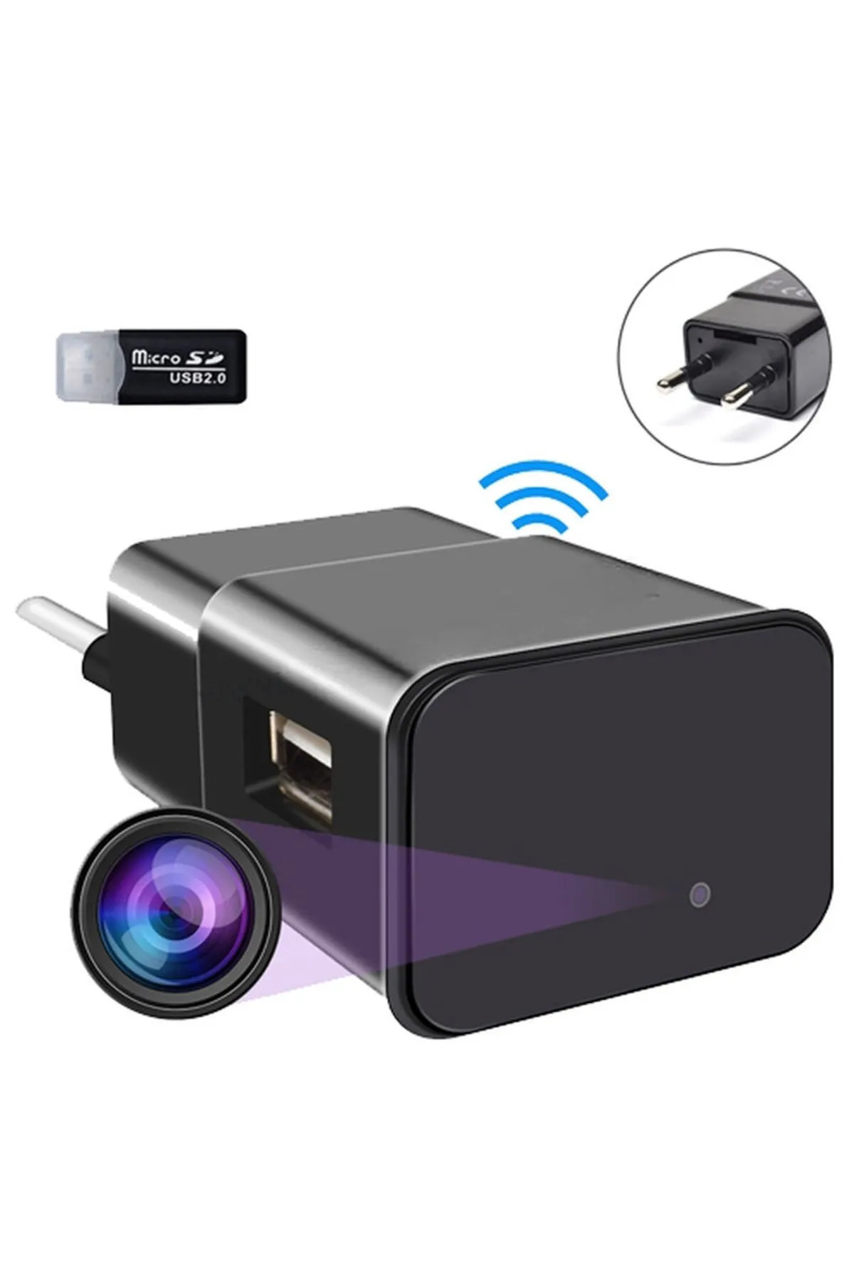 Duego Mini Wifi Adaptör Şeklinde Uzaktan İzleme Güvenlik Kamerası HD Bakıcı İzleme Gizli Kapak