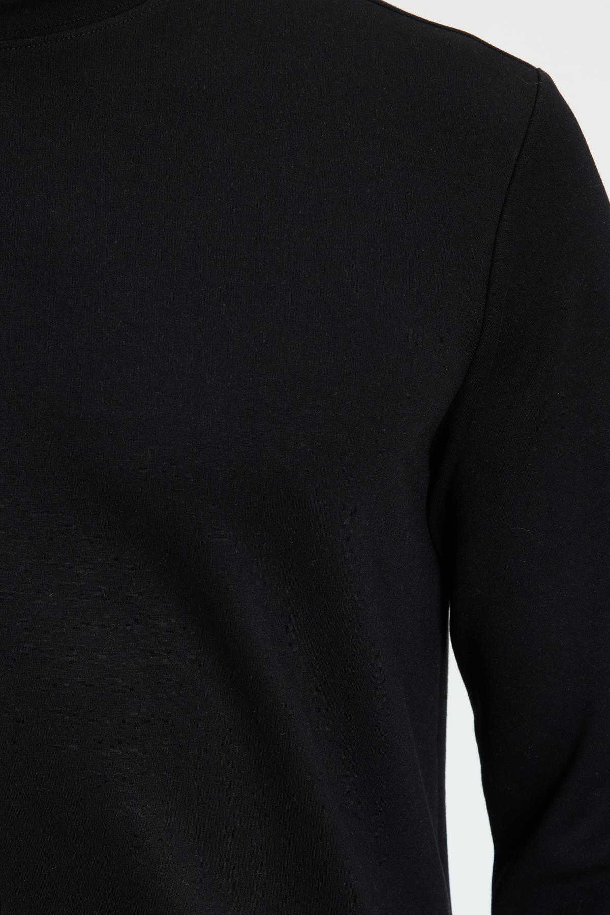 Tudors  Erkek Relax Fit Rahat Kesim Uzun Kollu Ekstra Soft Modal Kumaş Bisiklet Yaka Siyah Sweatshirt - Görsel 7