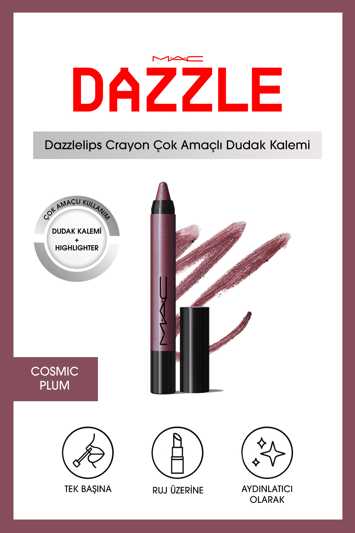 M.A.C Dazzlelip Crayon Işıltılı Dudak Kalemi - Cosmic Plum — زرشکی 140340