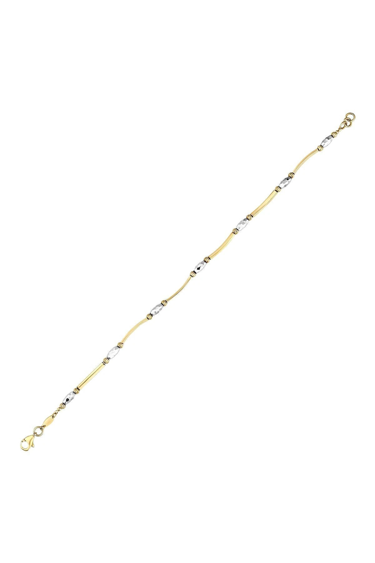 NİSERAJEWELLERY Beyaz Dorika Detaylı Altın Zincir Dorika Bileklik