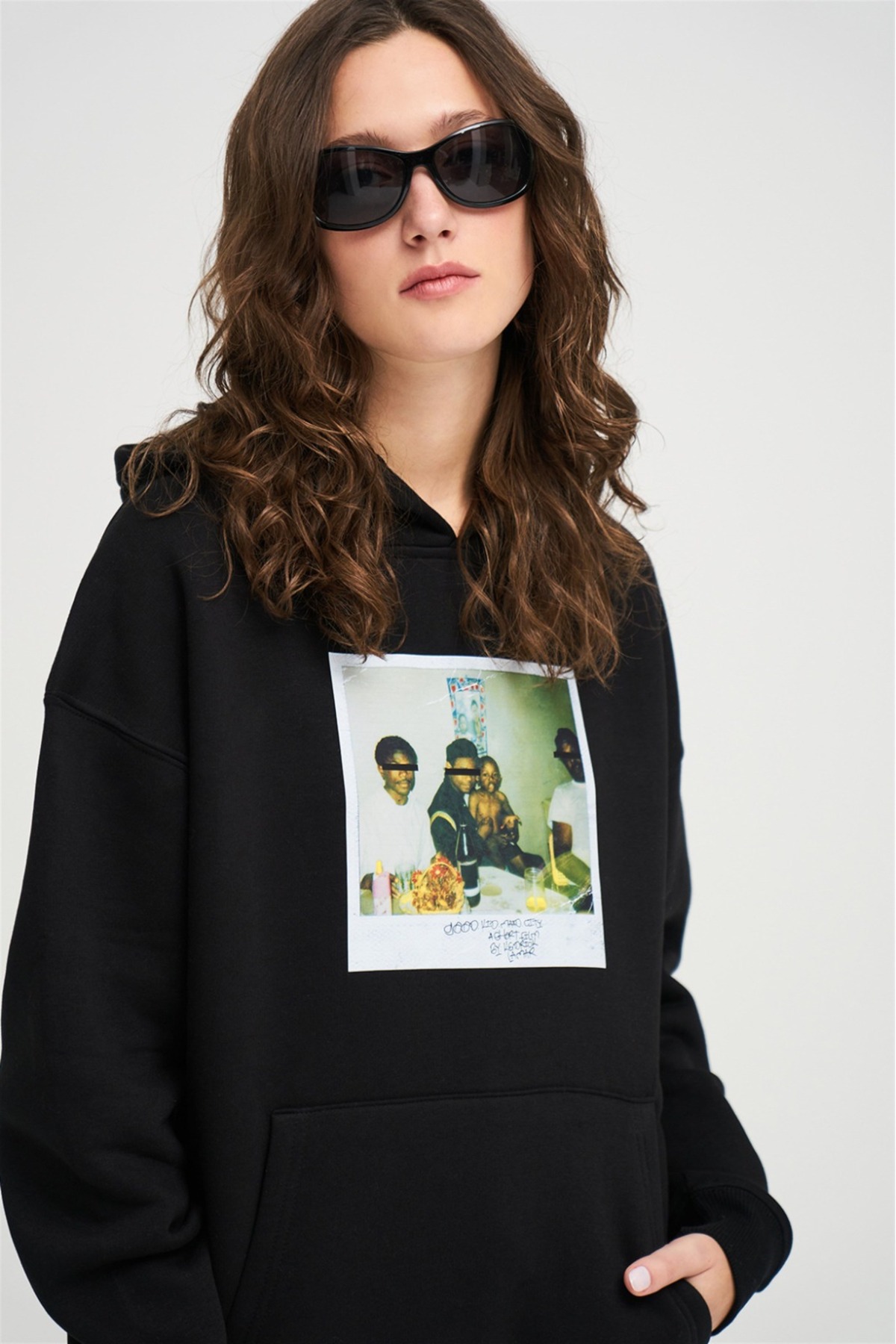 kadin kapşonlu baskılı sss sweat Kaliteli 3 iplik kumaş modern oversize kesim