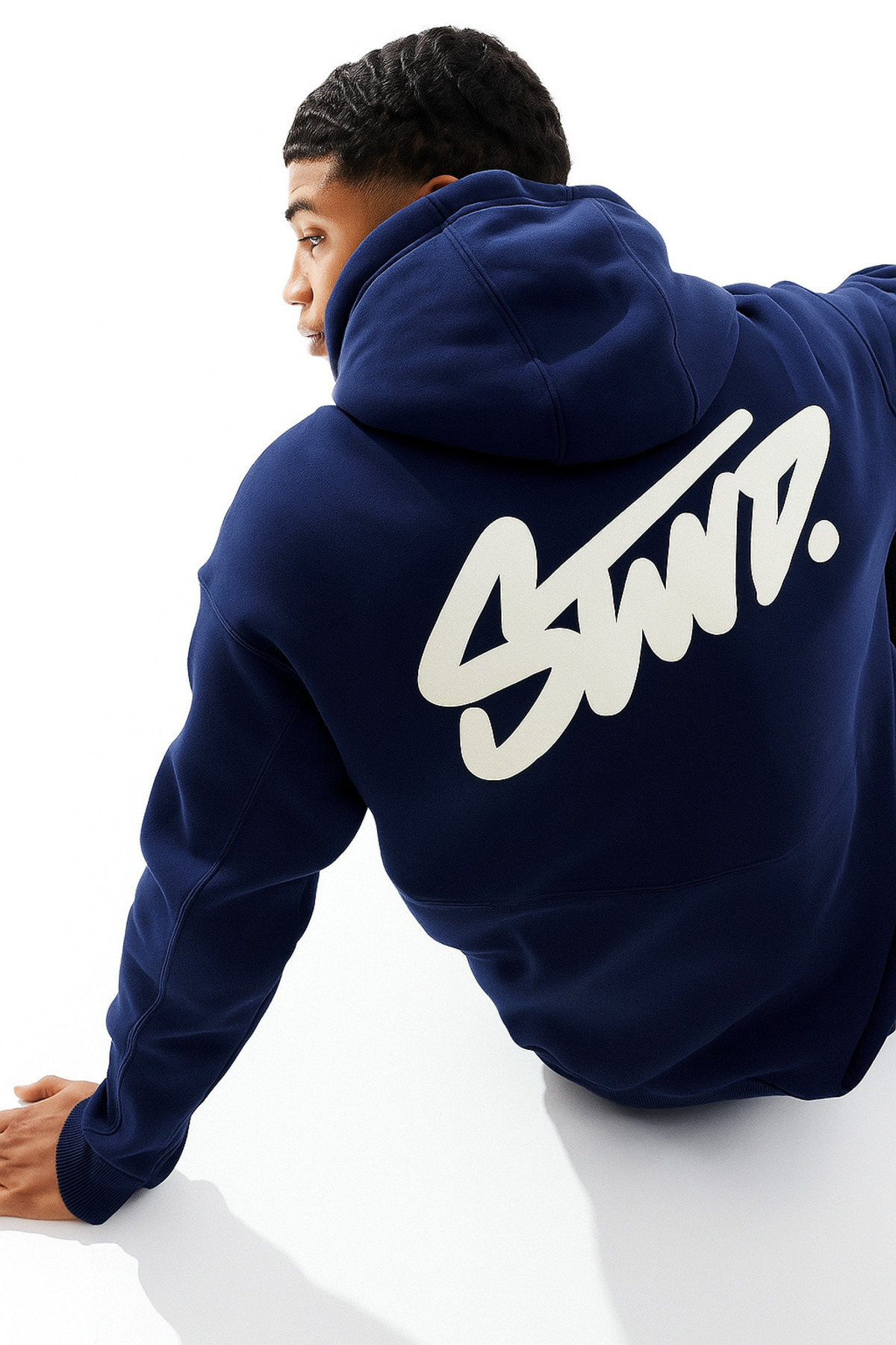 CLASSY.MODA  Unisex 3 İplik Oversize Kapüşonlu Kanguru Cepli SWND Yazılı Sırt Baskılı Sweatshirt