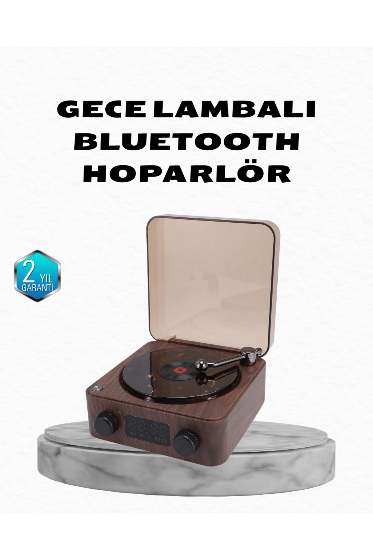 Bİ DÜNYA SHP Gece Lambası Bluetooth Hoparlör Dijital Saat Çok Fonksiyonlu Su Dalgası Işıklı