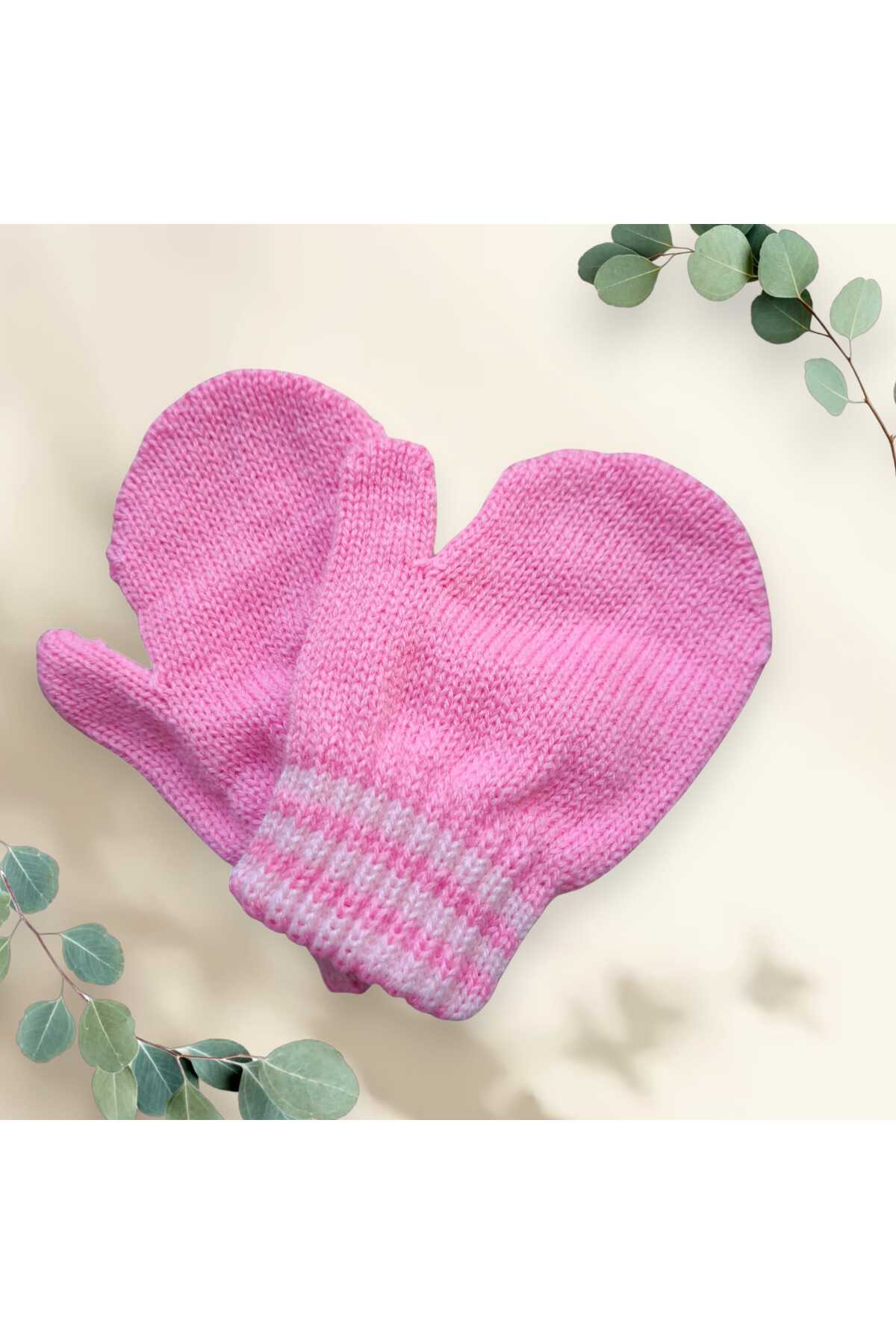 eleven market Parmaksız Kız Bebe Eldiveni Pembe Örgü Eldiven 0-3 Yaş fotoğrafı 2 (önizleme)