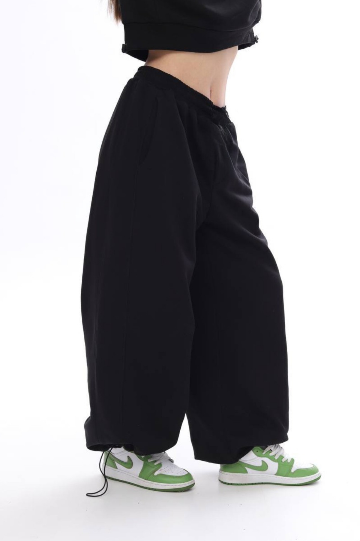 BSBSPOR  Siyah Gri Füme Baggy Kesim Geniş Paça 2 Iplik Eşofman Altı - Görsel 3