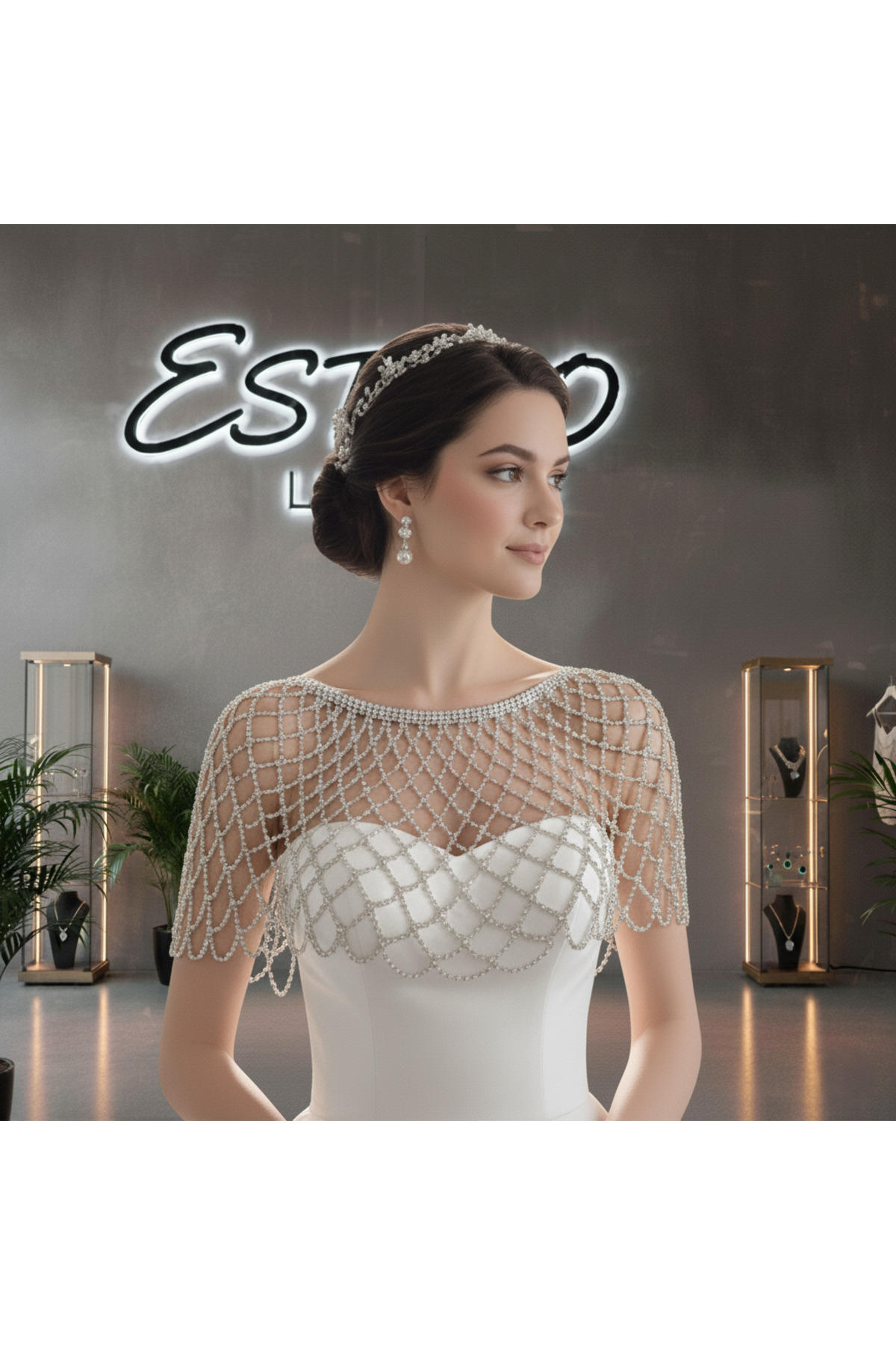 Çift Taraflı Kristal Taşlı Bolero, Luxury Bolero, Vip Bolero, Gelin Aksesuarı (LÜKS KUTUSUNDA)