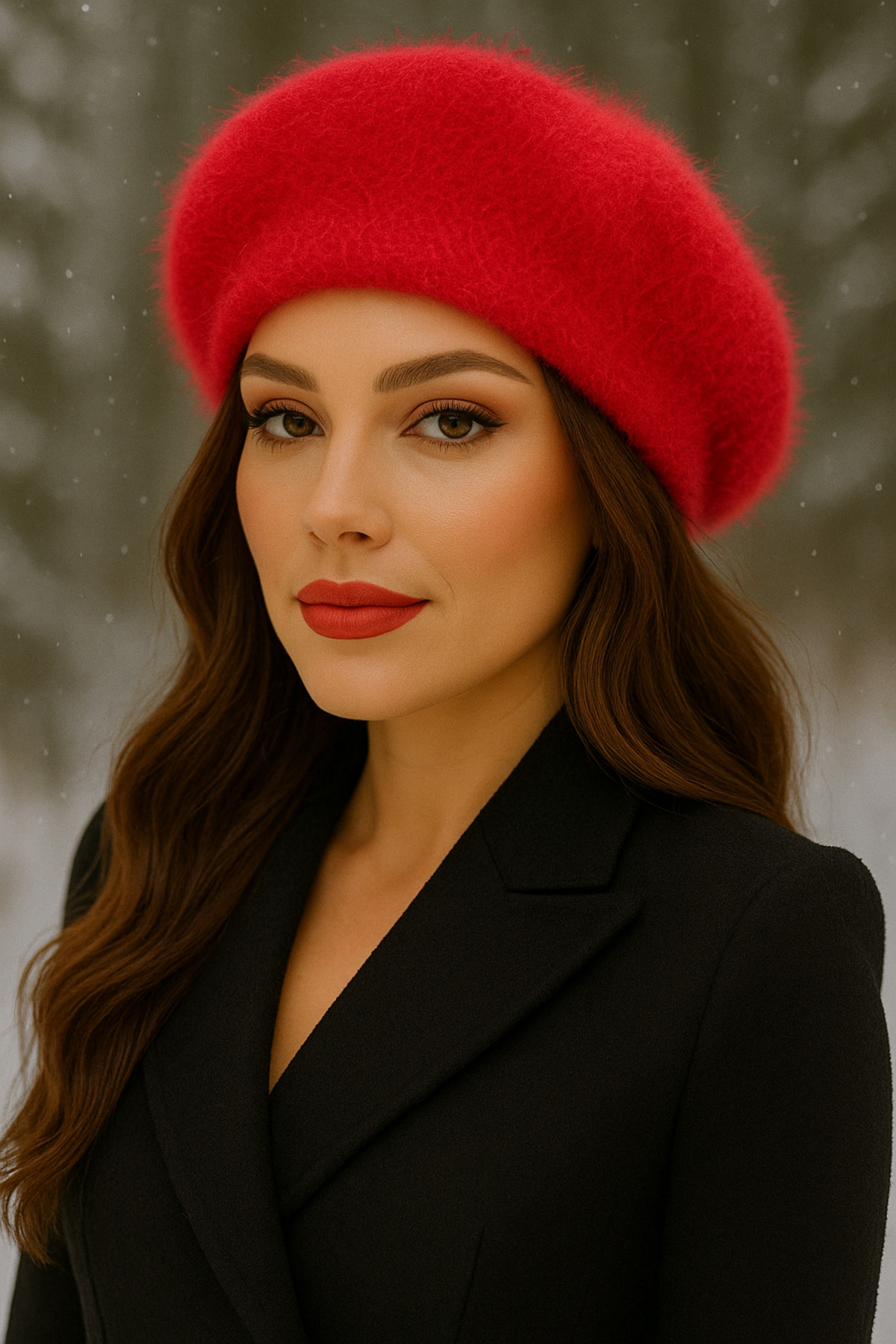 Butik Kadın Fransız Model Ressam Beresi, Akrilik Yumuşak Tüylü Kışlık Beret Şapka