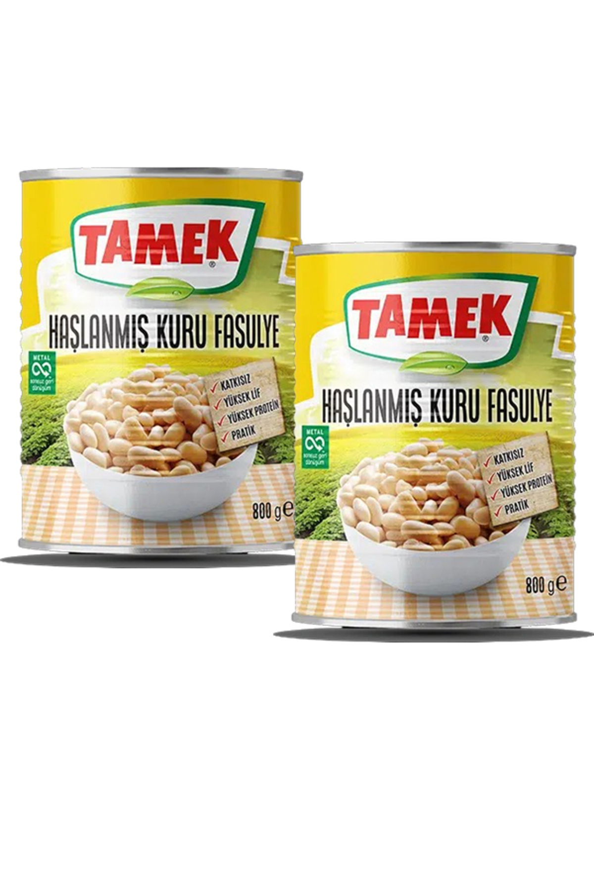 TAMEK HAŞLANMIŞ KURU FASULYE 800 gr, 2 ADET