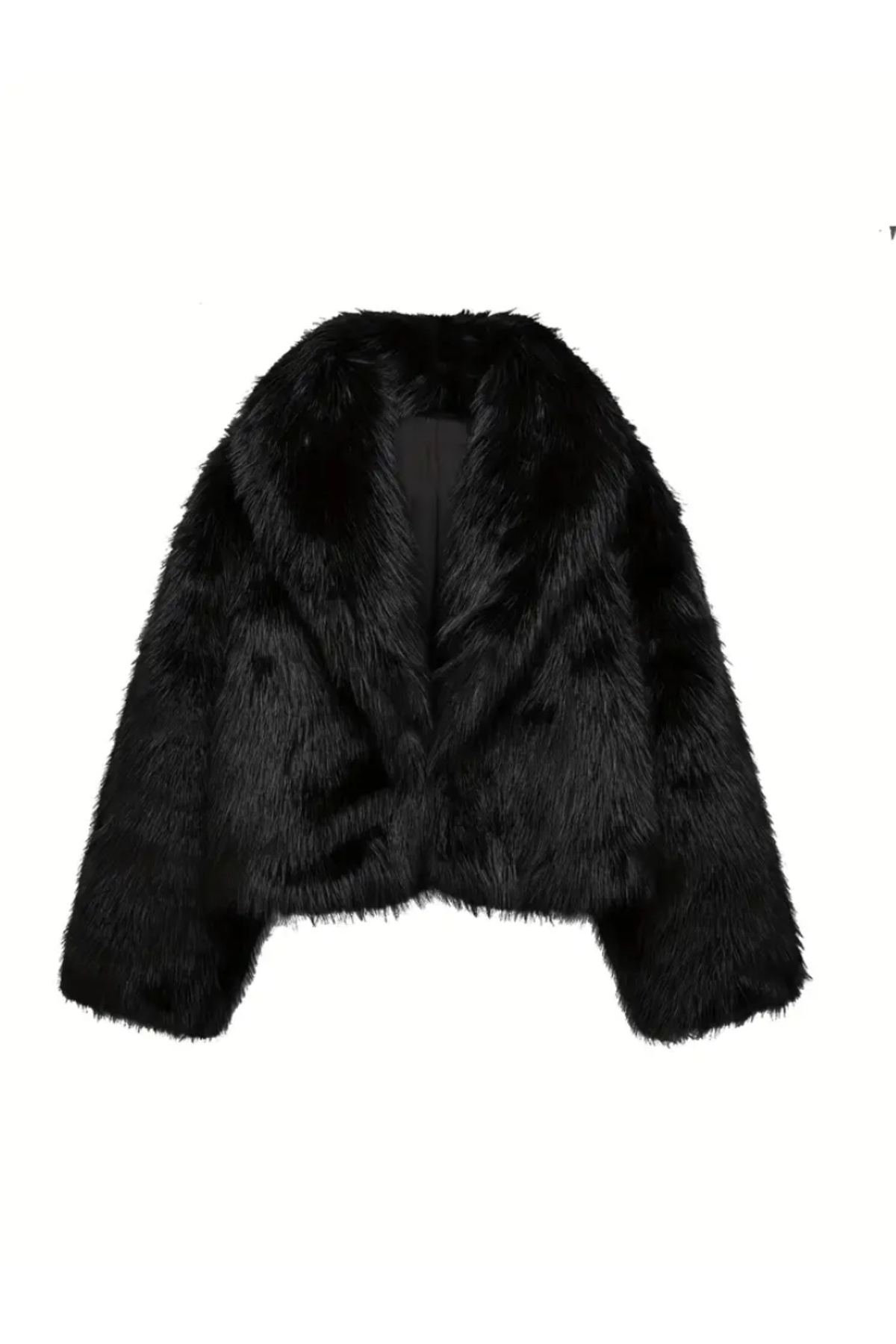 GZMBUTİK Kadın Şık Kürk Siyah Palto