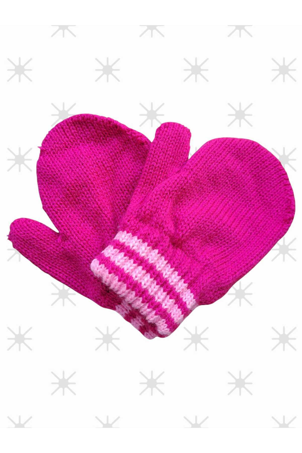 eleven market Parmaksız Kız Bebe Eldiveni Fuşya Örgü Eldiven 0-3 Yaş fotoğrafı 3 (önizleme)