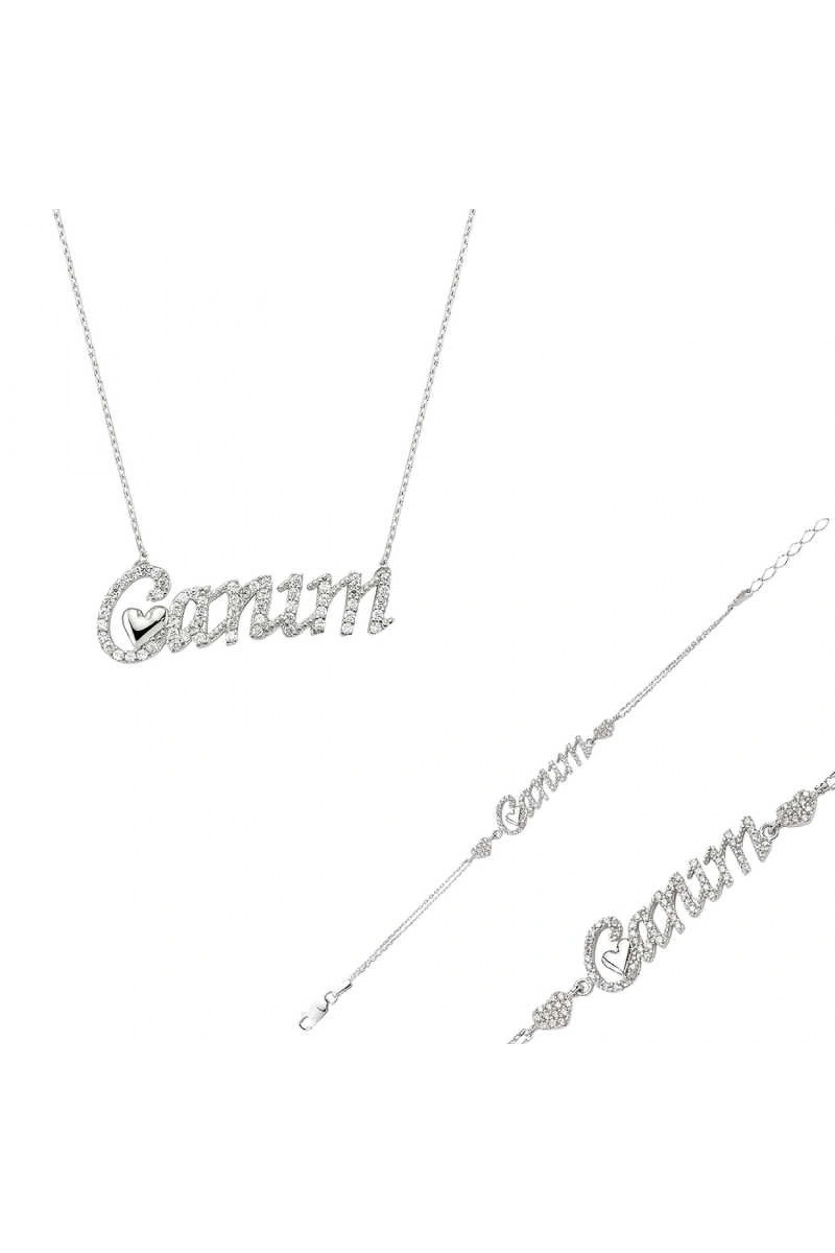 byhodi 925 Ayar Gümüş Canım Yazılı Kalp Set ST2610068 (599599)