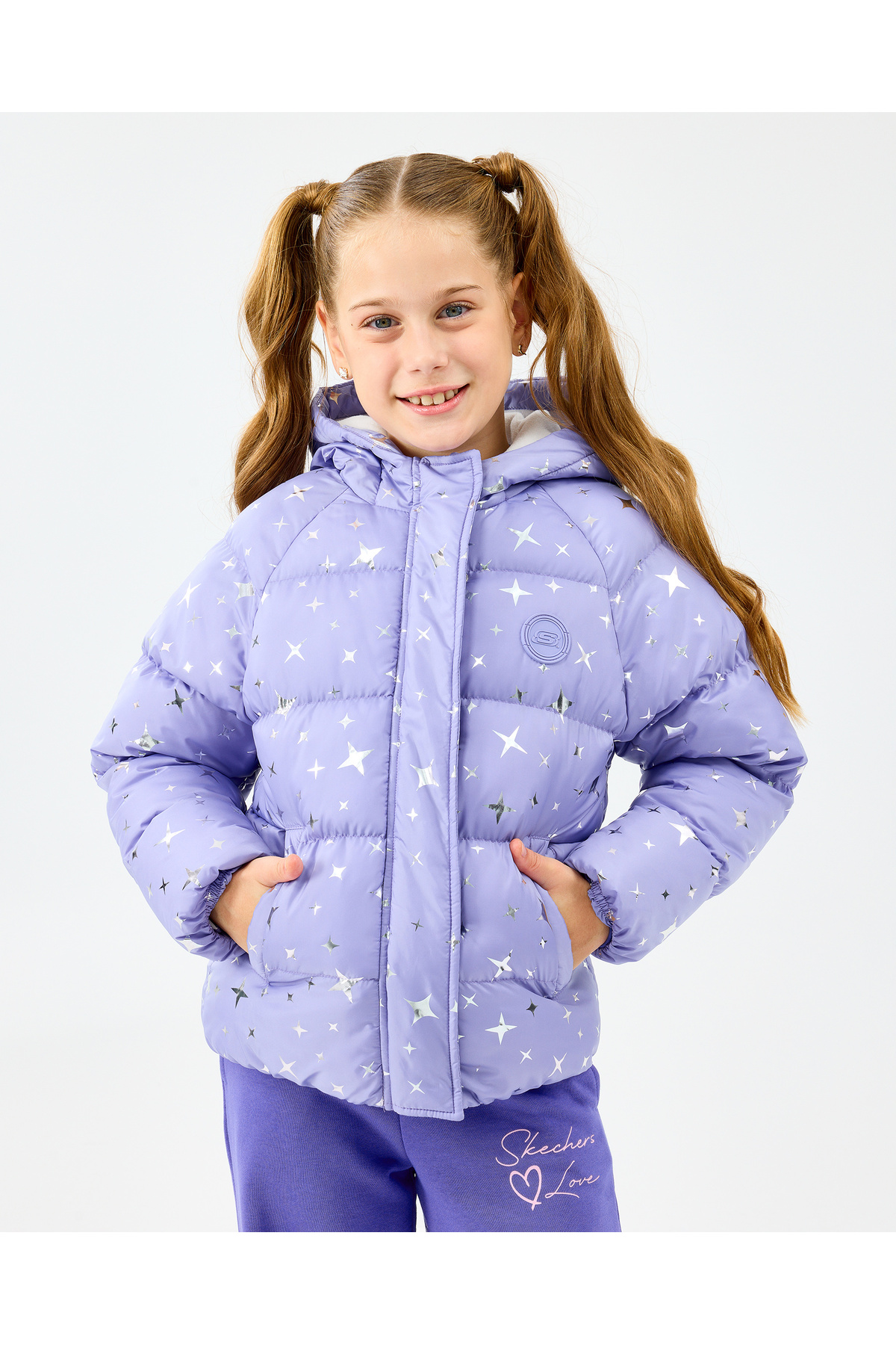 اسکچرز کاپشن پفی دخترانه بزرگ G مدل یاسی روشن SK2520052-2195