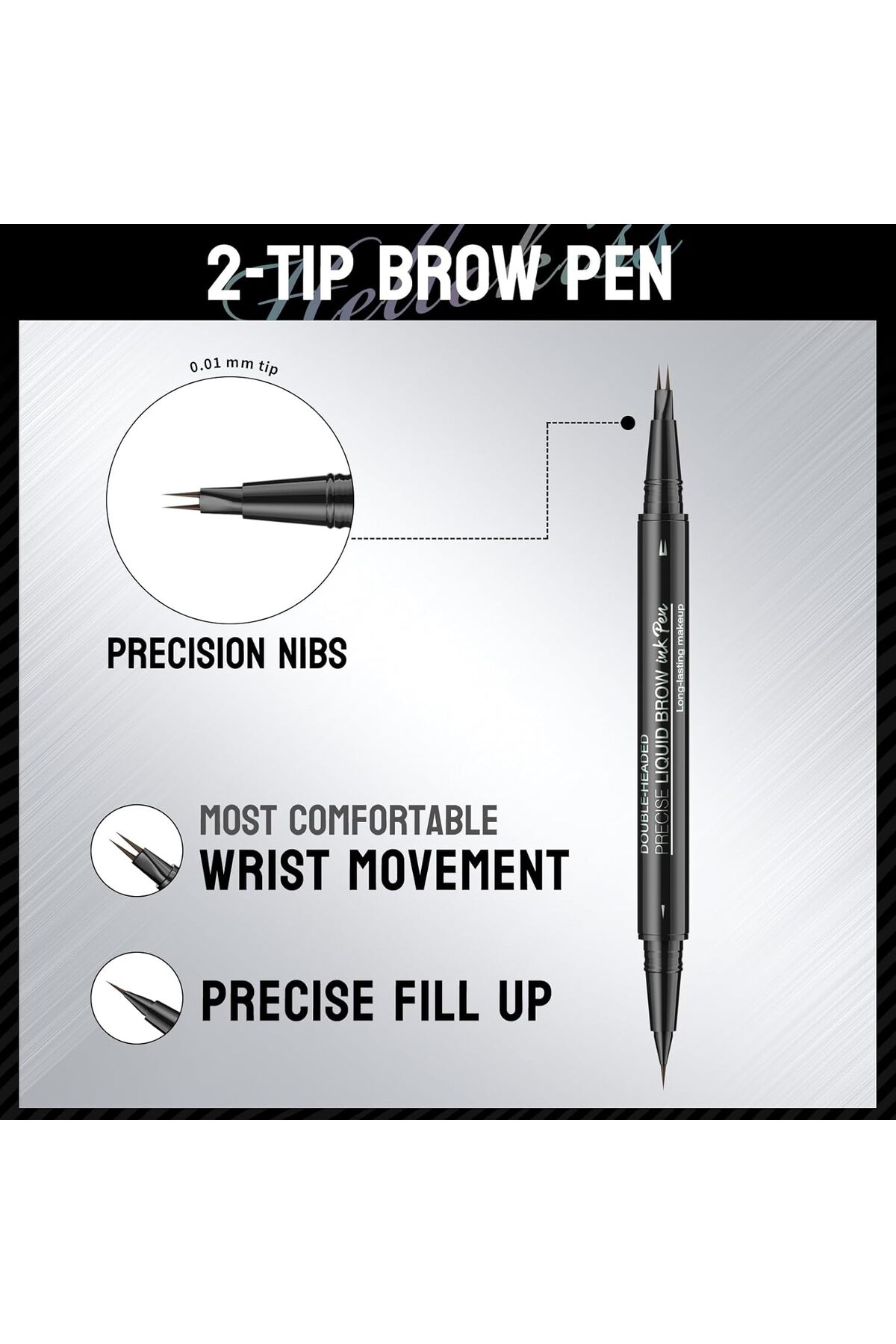 ÇATAL UÇLU Suya Dayanıklı Çatal Uçlu Kaş Kalemi – 2’si 1 Arada Krem Microblading Etkili Eyeliner & Kaş Kalemi 3 -SİYAH- — مشکی 2in1eyeliner — تصویر 3 از 4