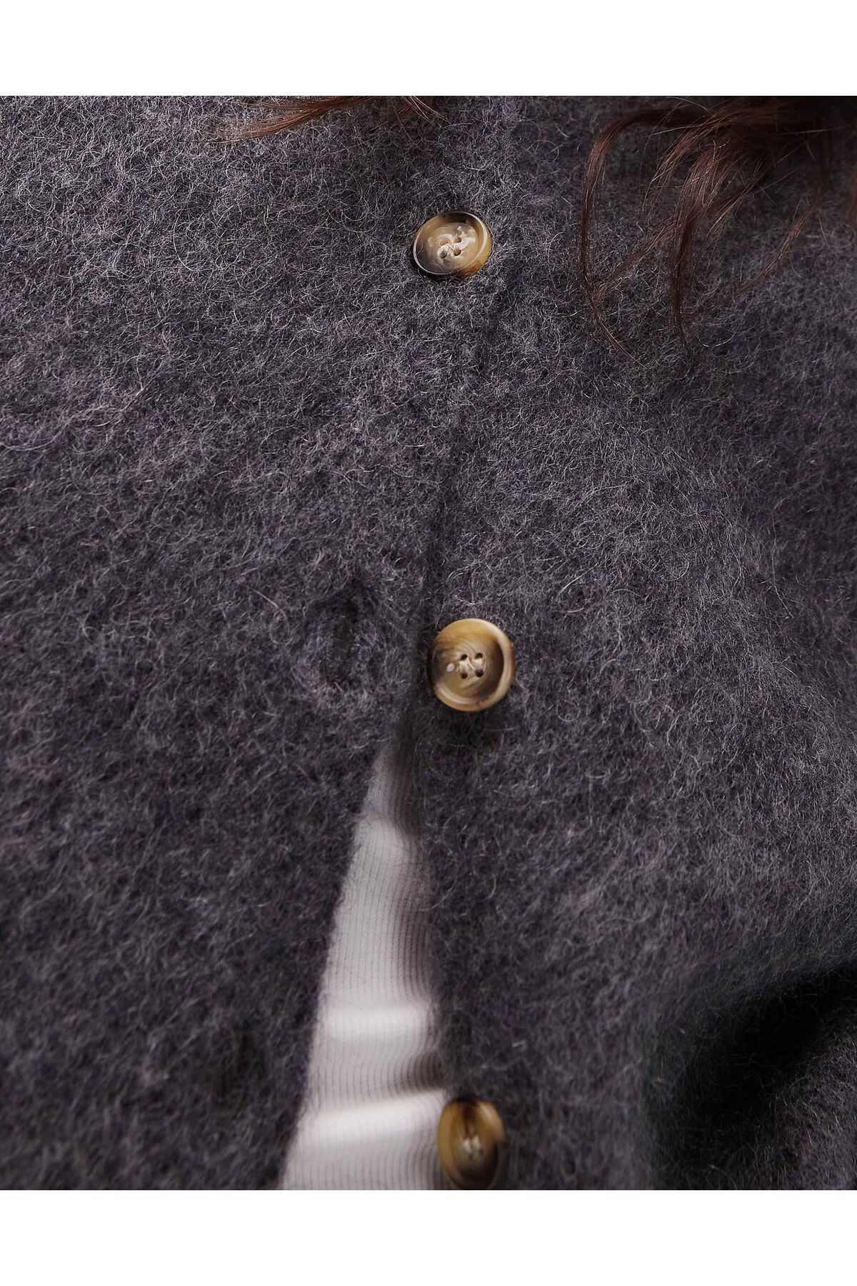 NATUFIAN STORE  Kadın Tiftik Karışımlı Oversize Boru Kol Basic Yumoş Triko Hırka - Görsel 3