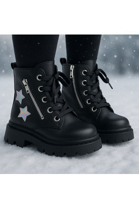 OUTLET41 KIZ ÇOCUK YILDIZ DETAYLI FERMUARLI BOT