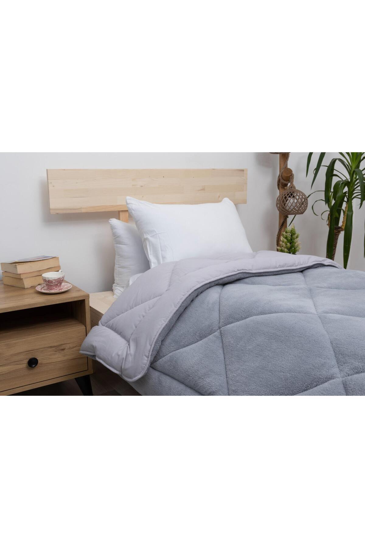 KURT HOMEWARE Çift Tarafl %100 Pamuk Peluş Tek Kişilik Kışlık Yorgan