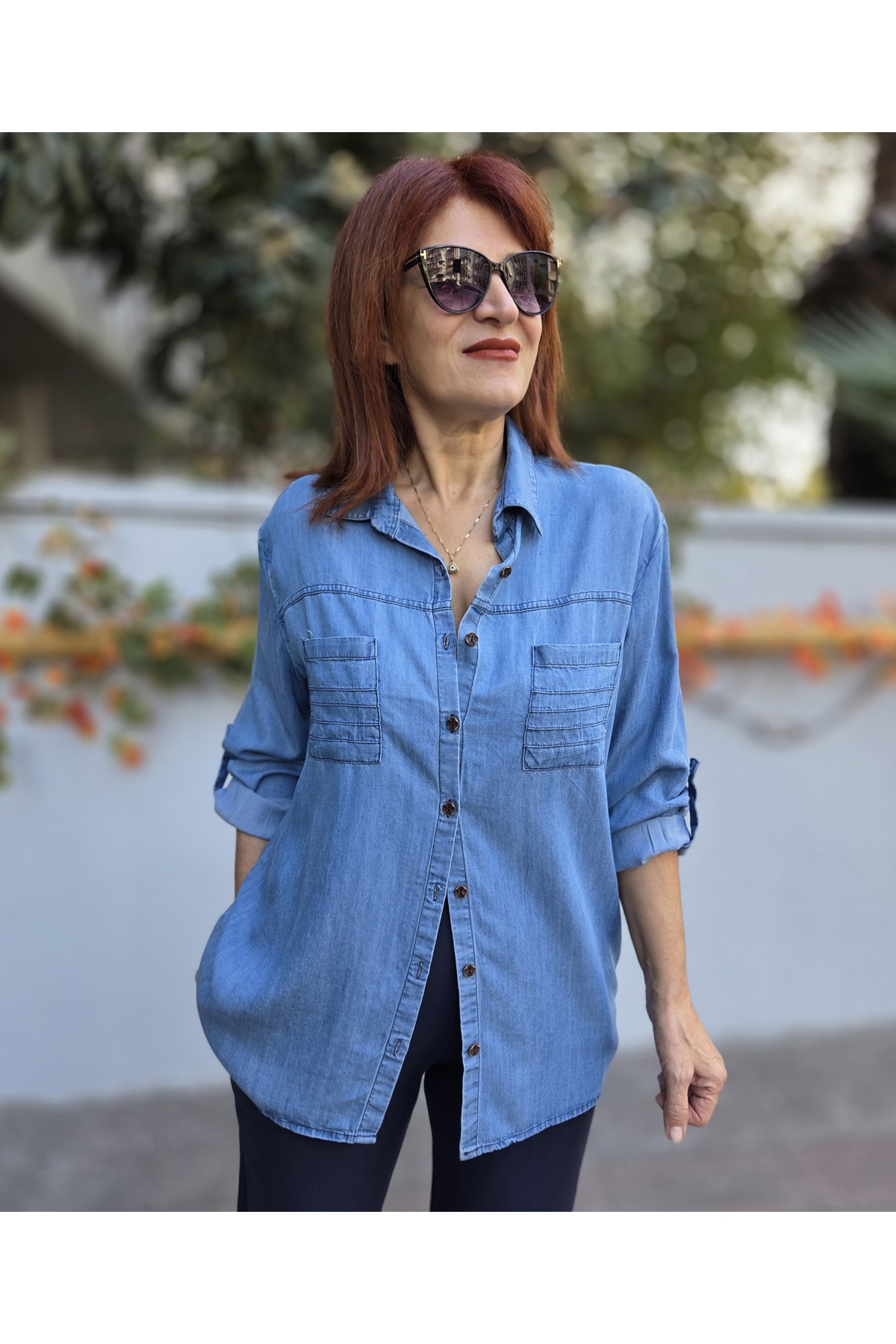 DenizEge  Liyosel Çift Cep Kot Gömlek - Görsel 3