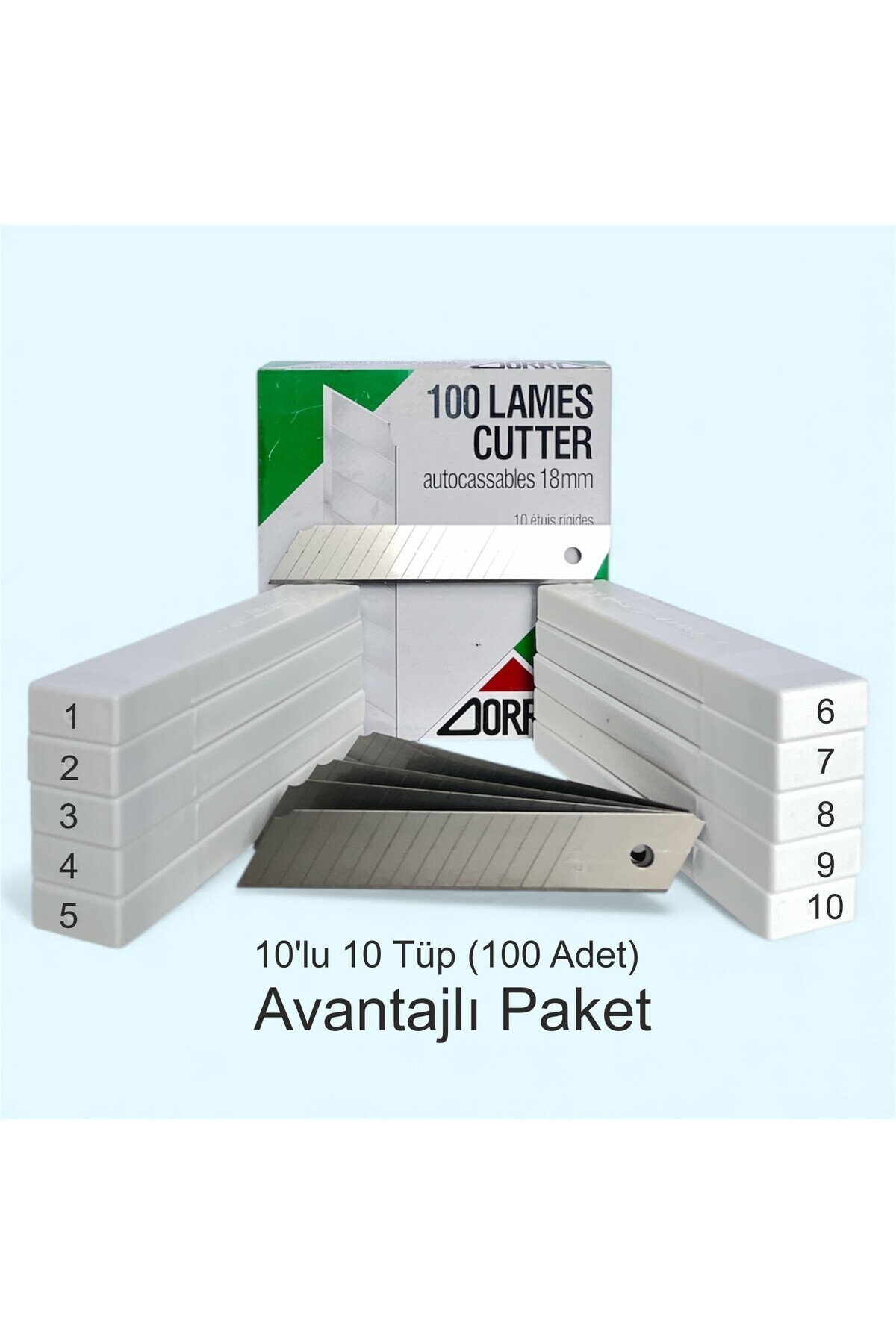 Zorro 1404 Geniş Maket Bıçağı Yedeği 18mm 14 Kırımlı 100 Adet