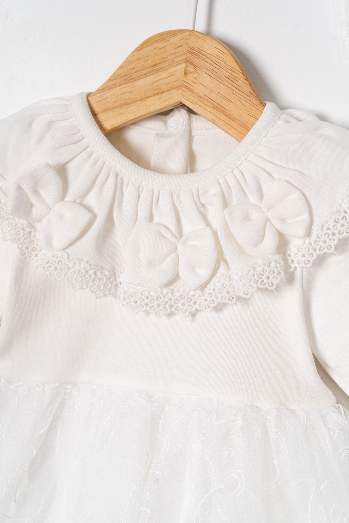 Miniday Baby Kız Bebek Mevlütlük Elbise Bandanalı Dantelli ELB1072 fotoğrafı 3 (önizleme)