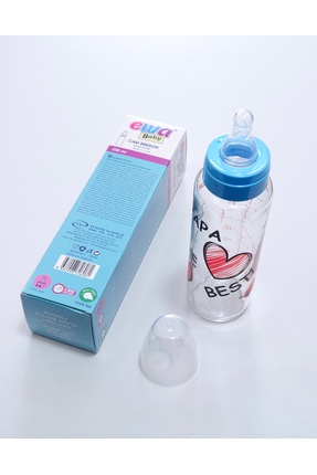 ÜNSA Anahtar Cam Biberon 250ML Ewa Baby Cam Biberon Mavi Renk