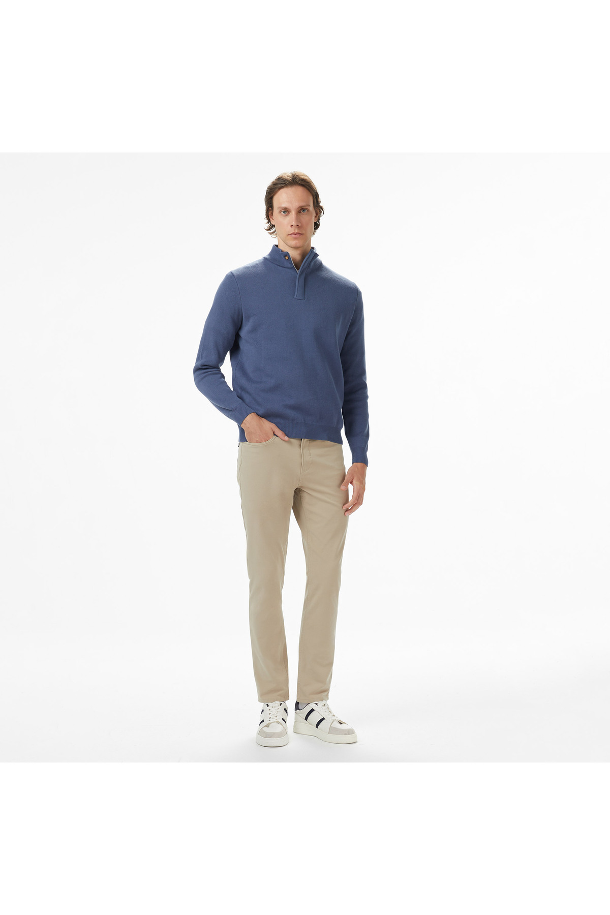 Erkek Mavi Classic Fit Kazak — آبی S57220T — تصویر 3 از 4