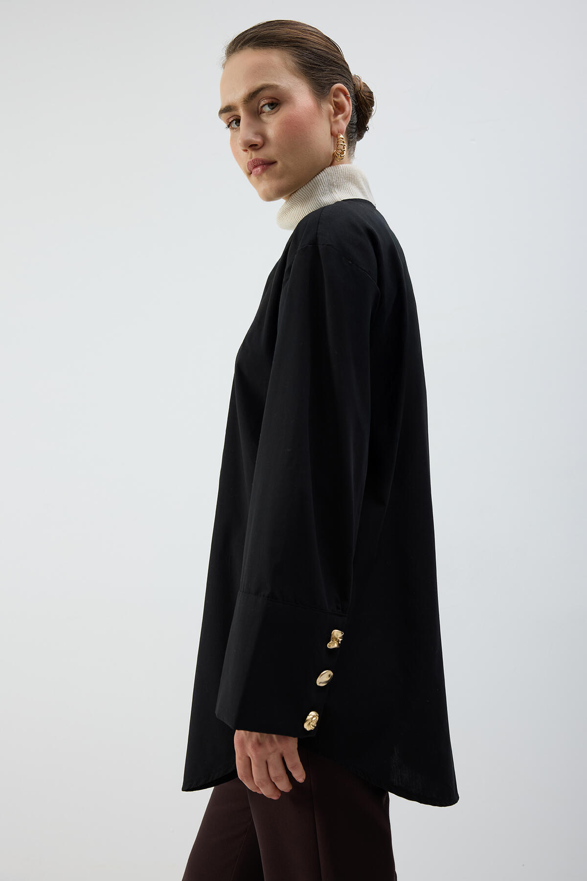 Touche Prive  GOLD DÜĞMELİ POPLİN GÖMLEK - Görsel 5