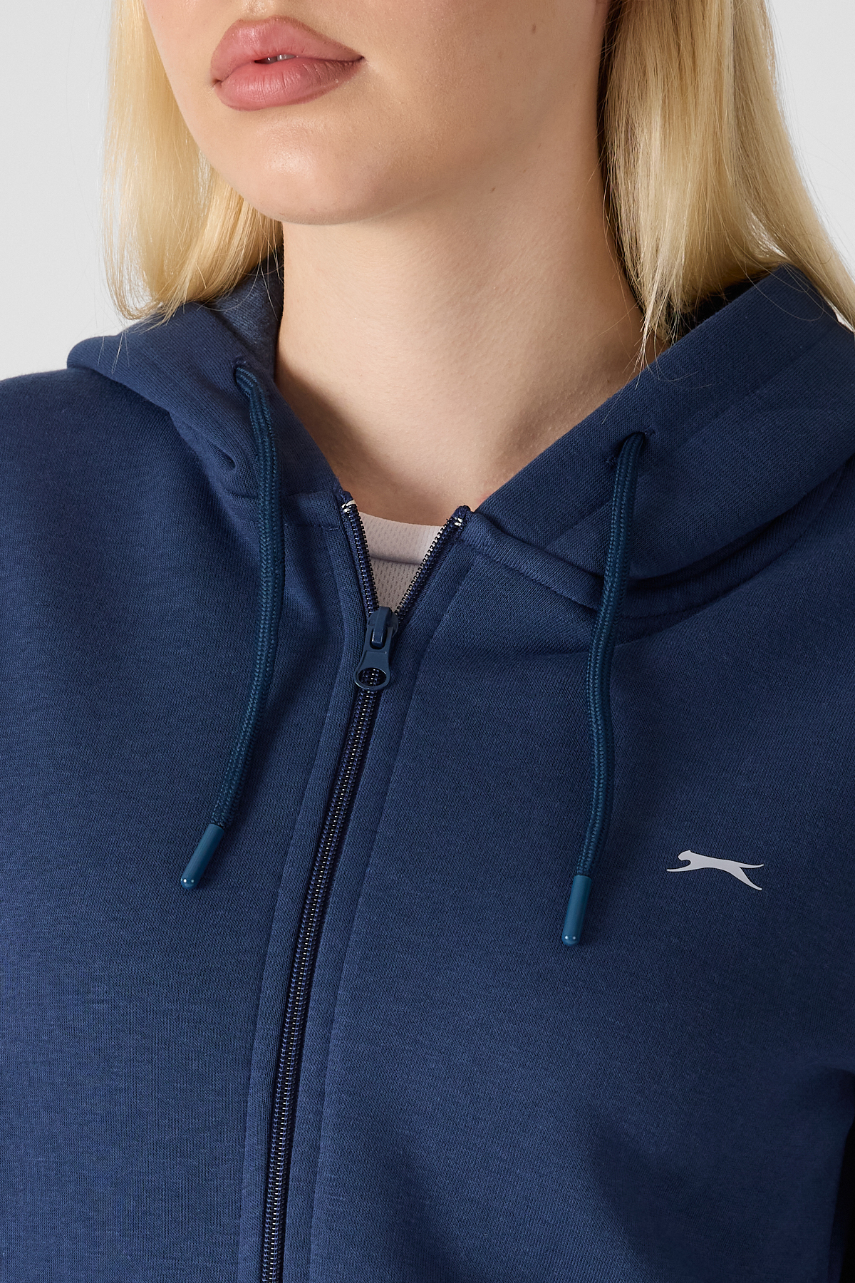 Slazenger MILIO I Kadın Fermuarlı Kapüşonlu Cepli Lacivert Sweatshırt görsel 2