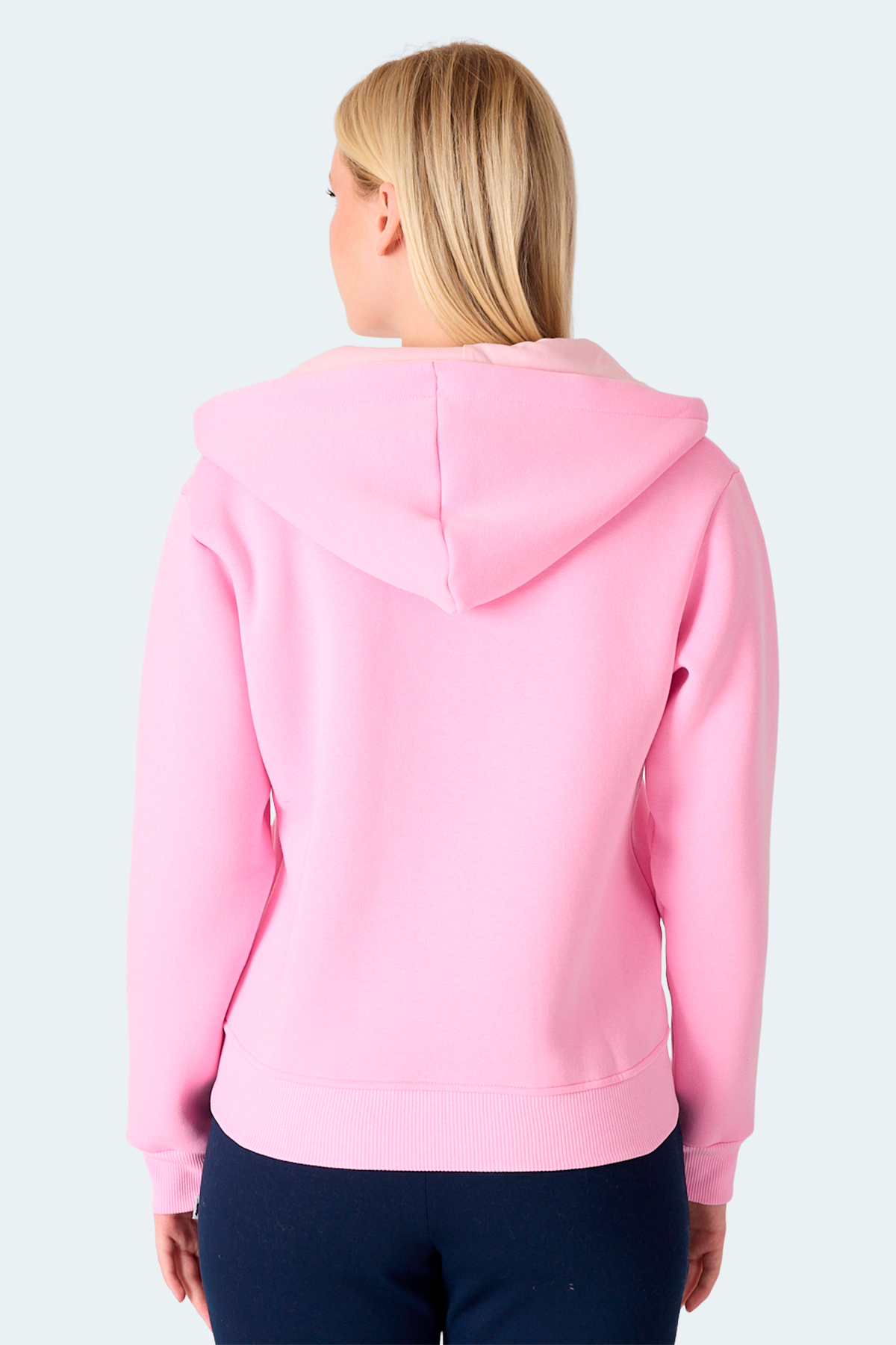 Slazenger MILIO I Kadın Fermuarlı Kapüşonlu Cepli Pembe Sweatshırt görsel 3