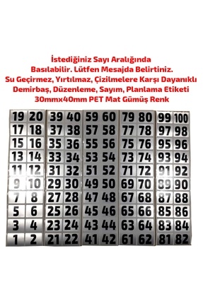 DİJİTAL BARKOD Sayı Etiketi Su Geçirmez Yırtılmaz Demirbaş Etiketi 1'den 100'...