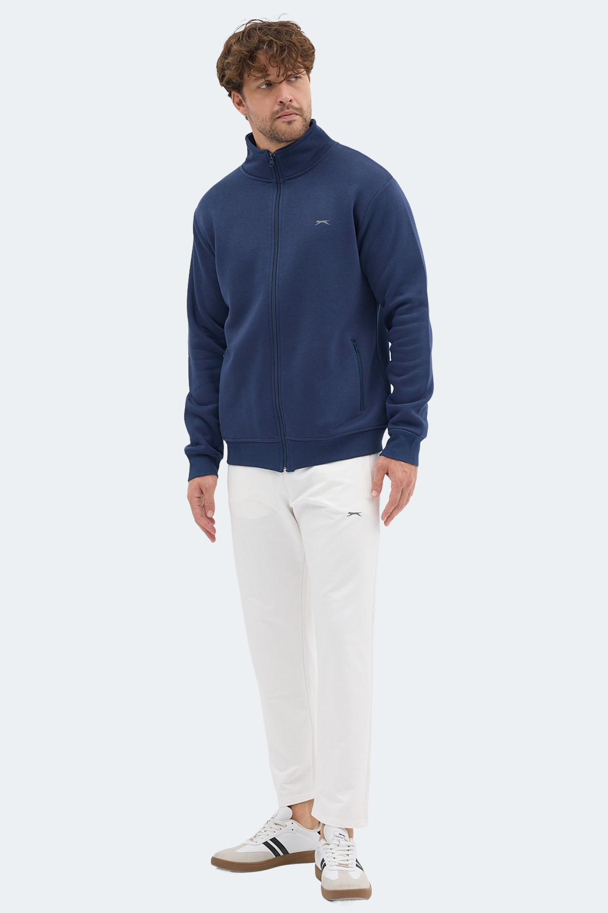 Slazenger MENDOZA I Erkek Fermuarlı Dik Yaka Cepli Lacivert Sweatshırt görsel 7