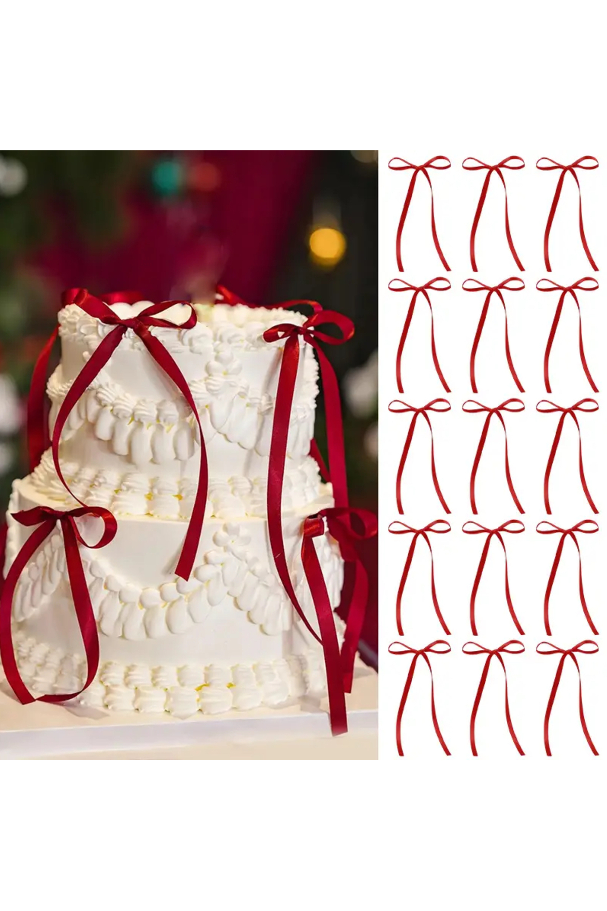 20 x Long Ready Bow Ties | Cake, Wall, Balloon, Dowry, Birthday Decoration