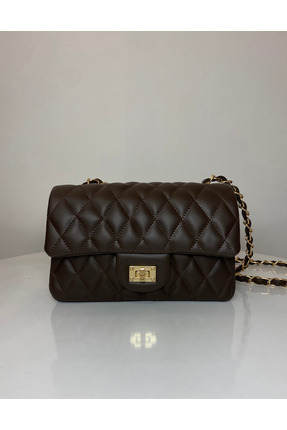 BK Bags & Accessories Acı Kahve Kapitone Örme Zincirli Kadın El Ve Omuz Çantası