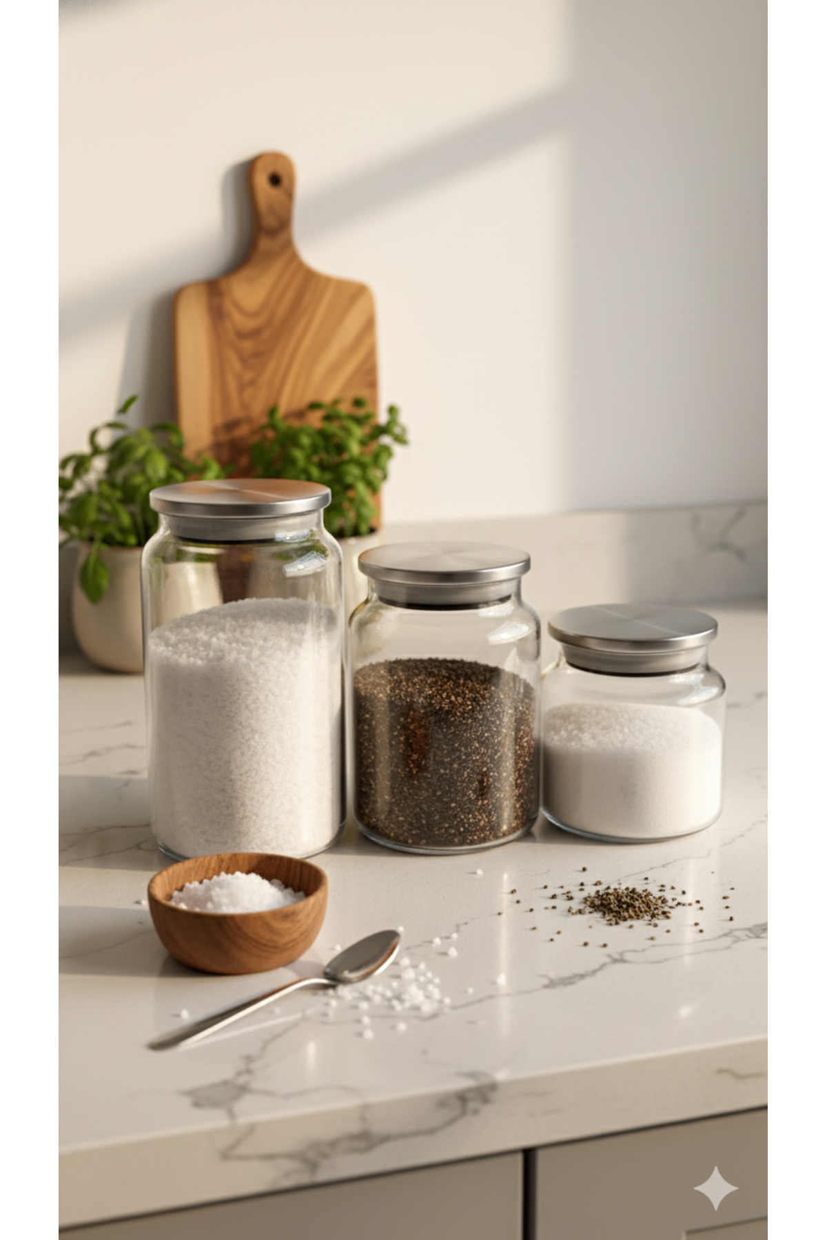 3-Piece Vacuum Glass Storage/Arrangement Jar with Metal Lid 1130ml/900ml /635ml